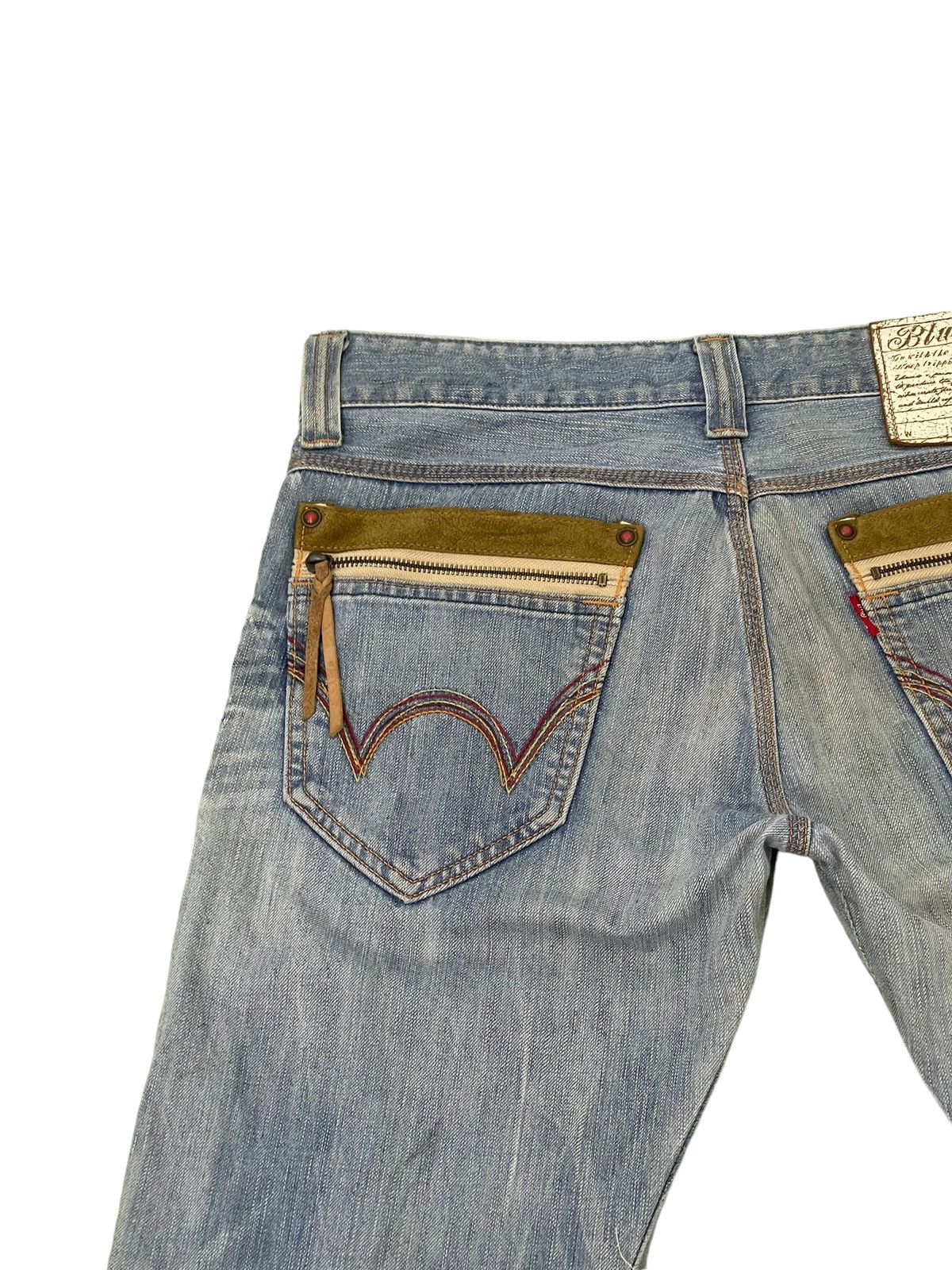 Japanese Brand Flare Jeans Edwin Japan Distress Faded Boot Cut 7🟦5 Size US 35 - 20 Thumbnail