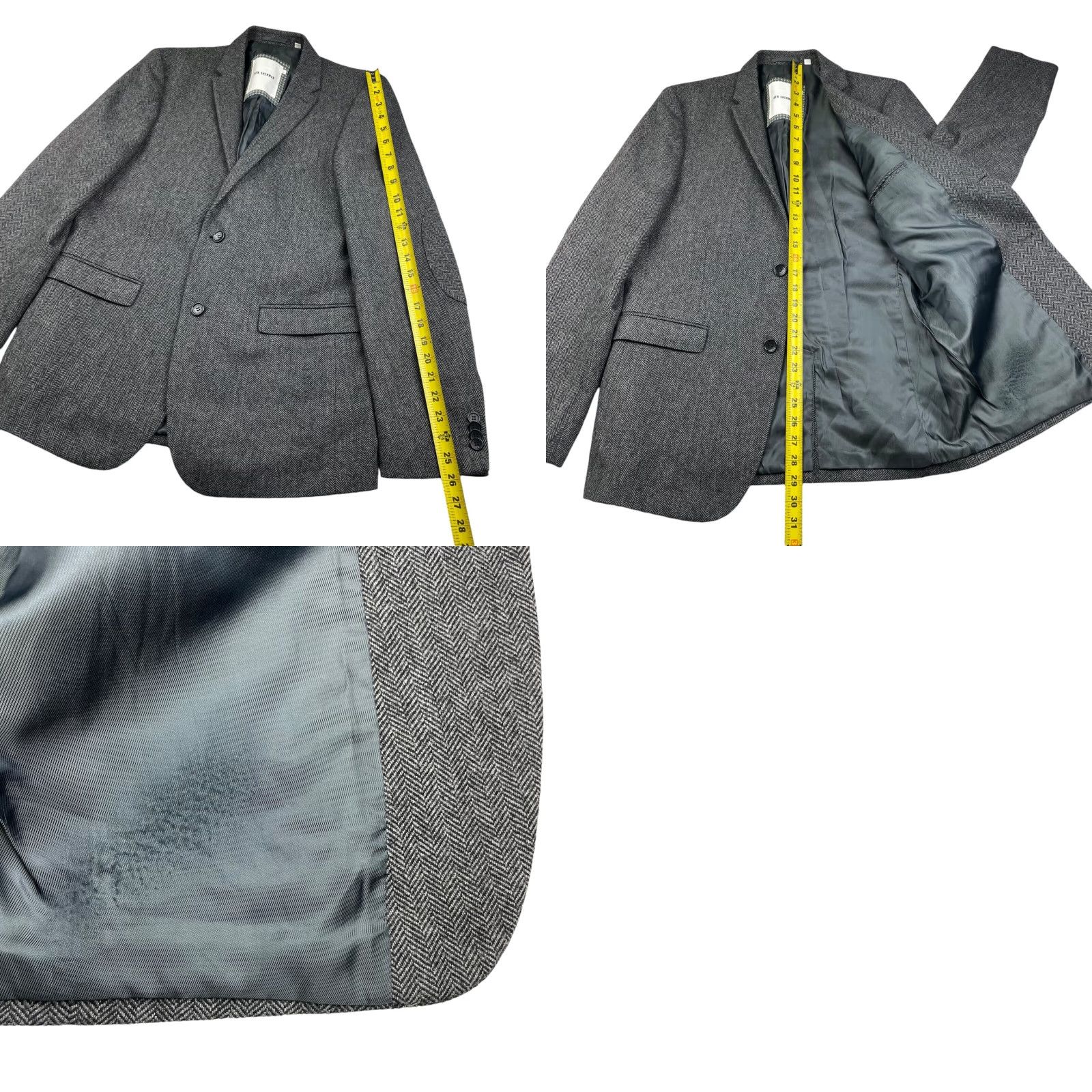 Ben Sherman Ben Sherman Blazer Jacket Men L Tweed Black/White Herringbone 2-Button Notch Wool Polyester Visco… Size 42R - 9 Thumbnail