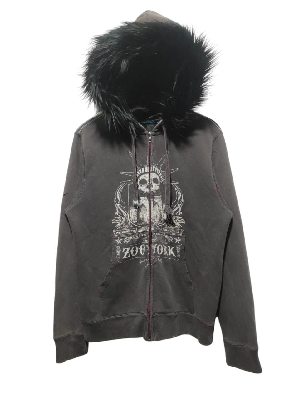 Pre-owned Hysteric Glamour X If Six Was Nine Zoo York Skull Zip Fur Hoodie Ifsixwasnine Lgb Style