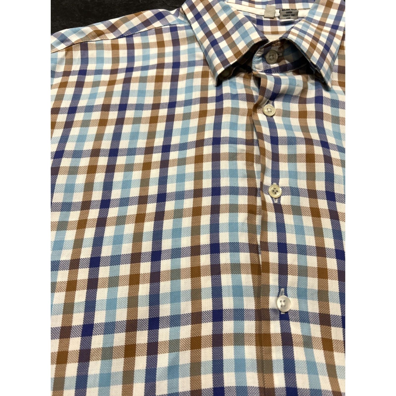 Vintage Haupt Mens Dress Shirt XL Long Sleeve Plaid Blue Business Formal Workwear 17.5 Neck Size 46R - 4 Thumbnail