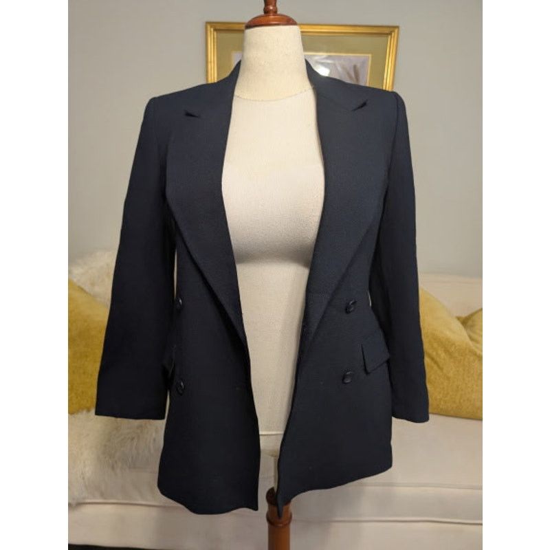 Jones New York Jones New York Black Wool Double-Breasted Blazer Jacket Size M / US 6-8 / IT 42-44 - 1 Thumbnail