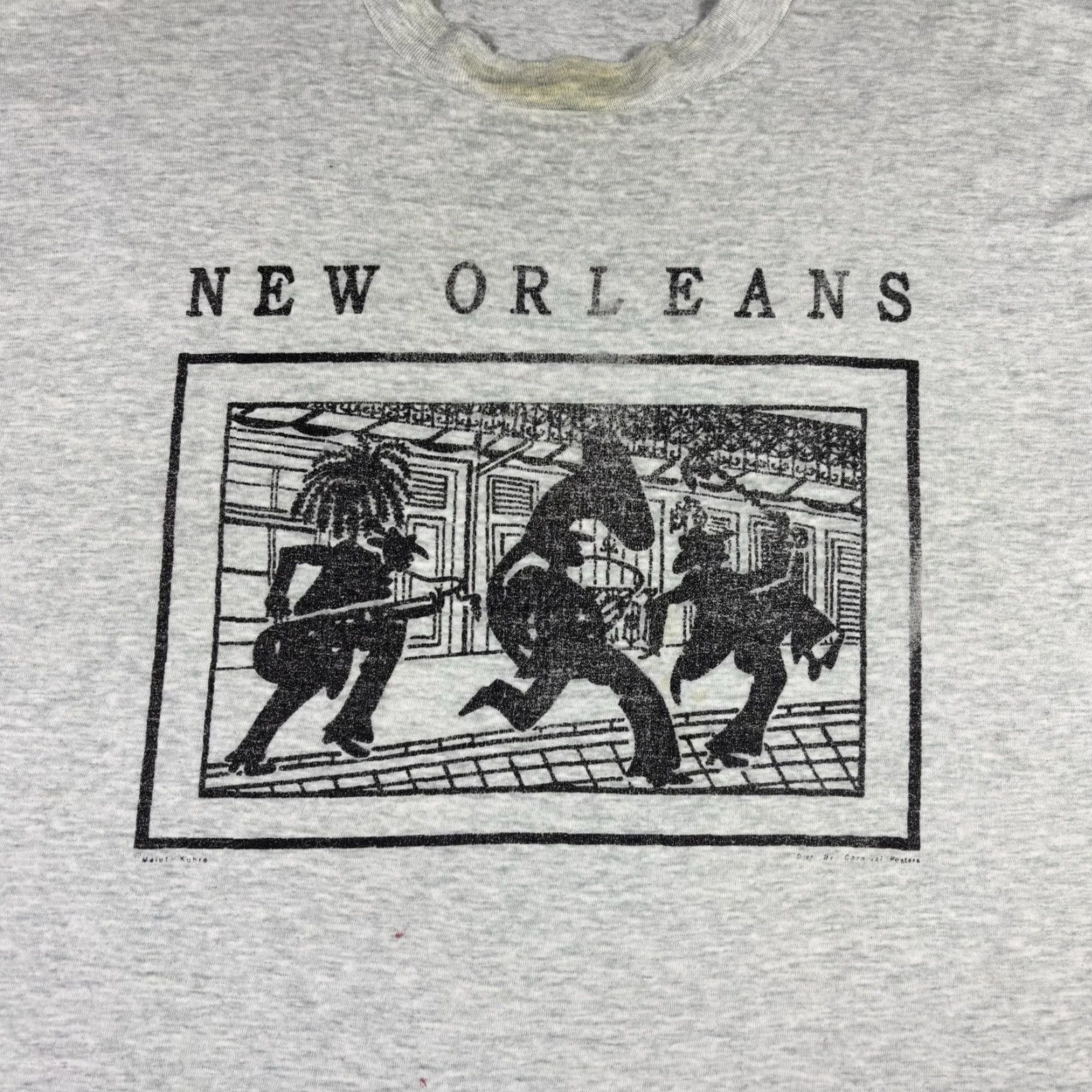 Fruit Of The Loom VINTAGE New Orleans Jazz Club Art T Shirt Gray XL 90s Cotton Fruit of the Loom Mens Crew Neck Short Sleeve Graphic Print Distressed Size US XL / EU 56 / 4 - 3 Thumbnail