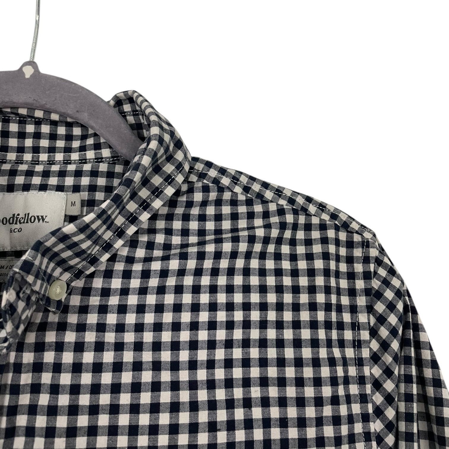 Other Goodfellow & Co Navy & White Gingham Slim Fit Button Down Size US M / EU 48-50 / 2 - 2 Thumbnail