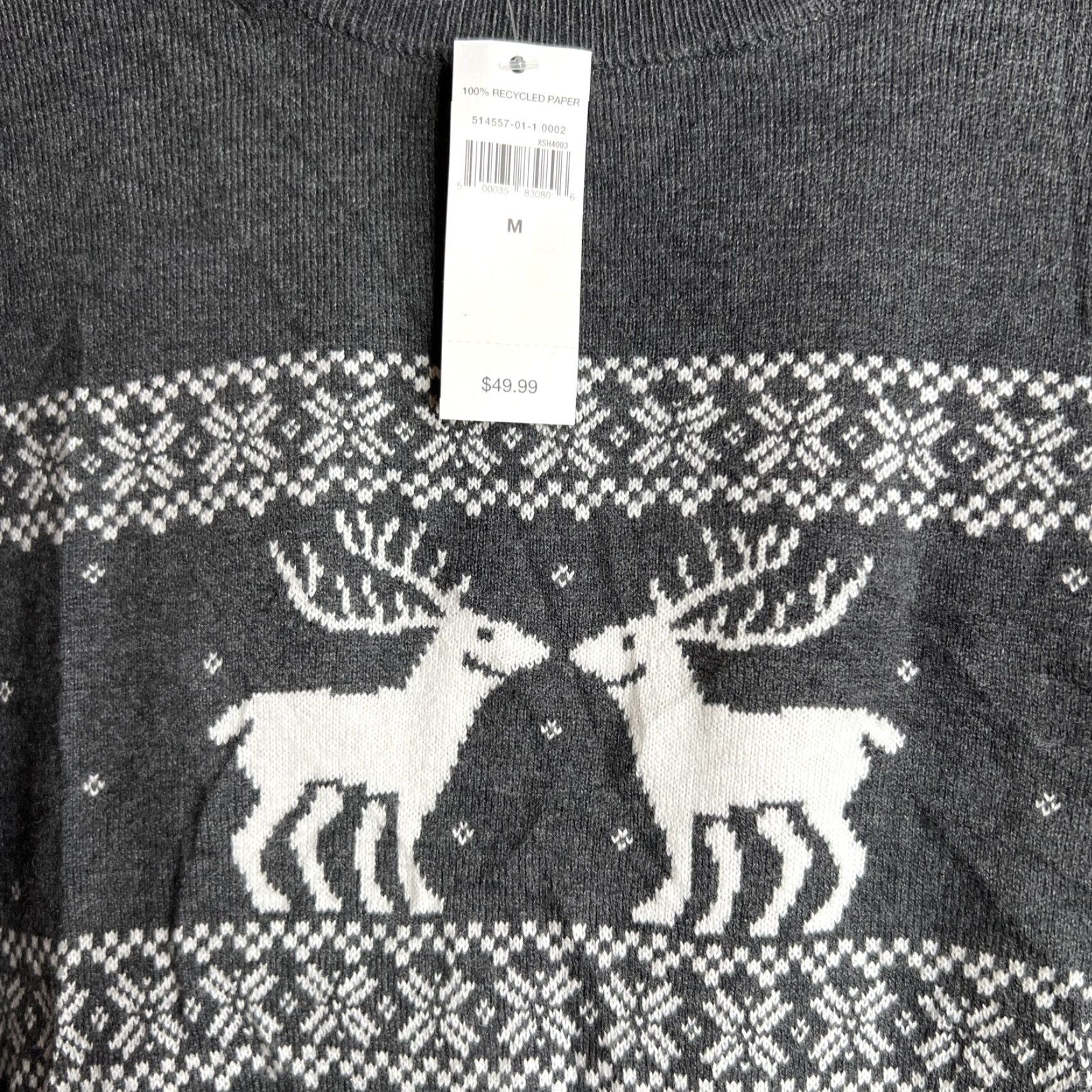Gap VINTAGE Gap Mens Deer Sweater Sweatshirt Geometric Crew Neck Gray NWT Large Rise Size US M / EU 48-50 / 2 - 2 Thumbnail