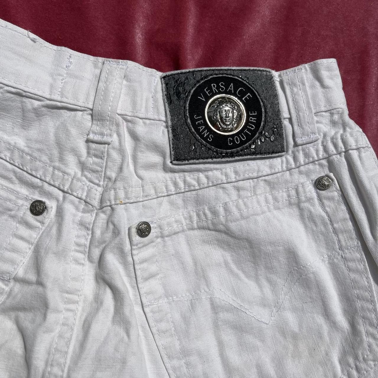 Versace × Versace Jeans Couture × Vintage VERSACE • 90s RARE VINTAGE SUMMER WHITE COTTON DENIM SKIRT Size 24" / US 00 / IT 34 - 6 Thumbnail