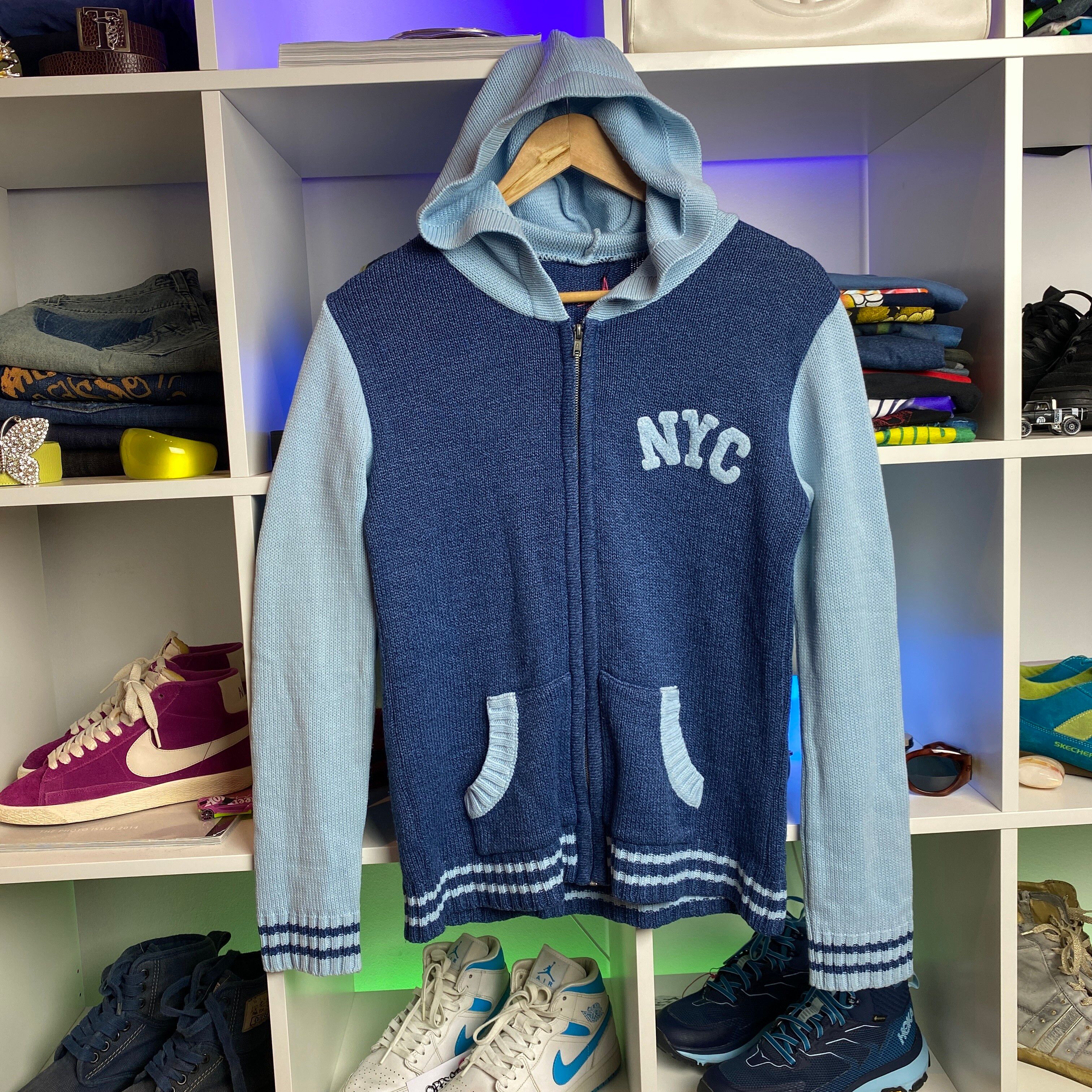 Streetwear NYC College Blue slim zip up hoodie - M | Grailed