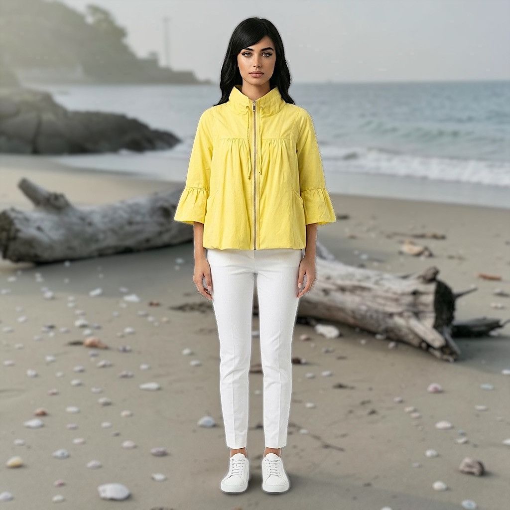 Michael Kors MICHAEL Michael Kors Women’s Yellow Full Zip Babydoll Sz L Size L / US 10 / IT 46 - 1 Thumbnail