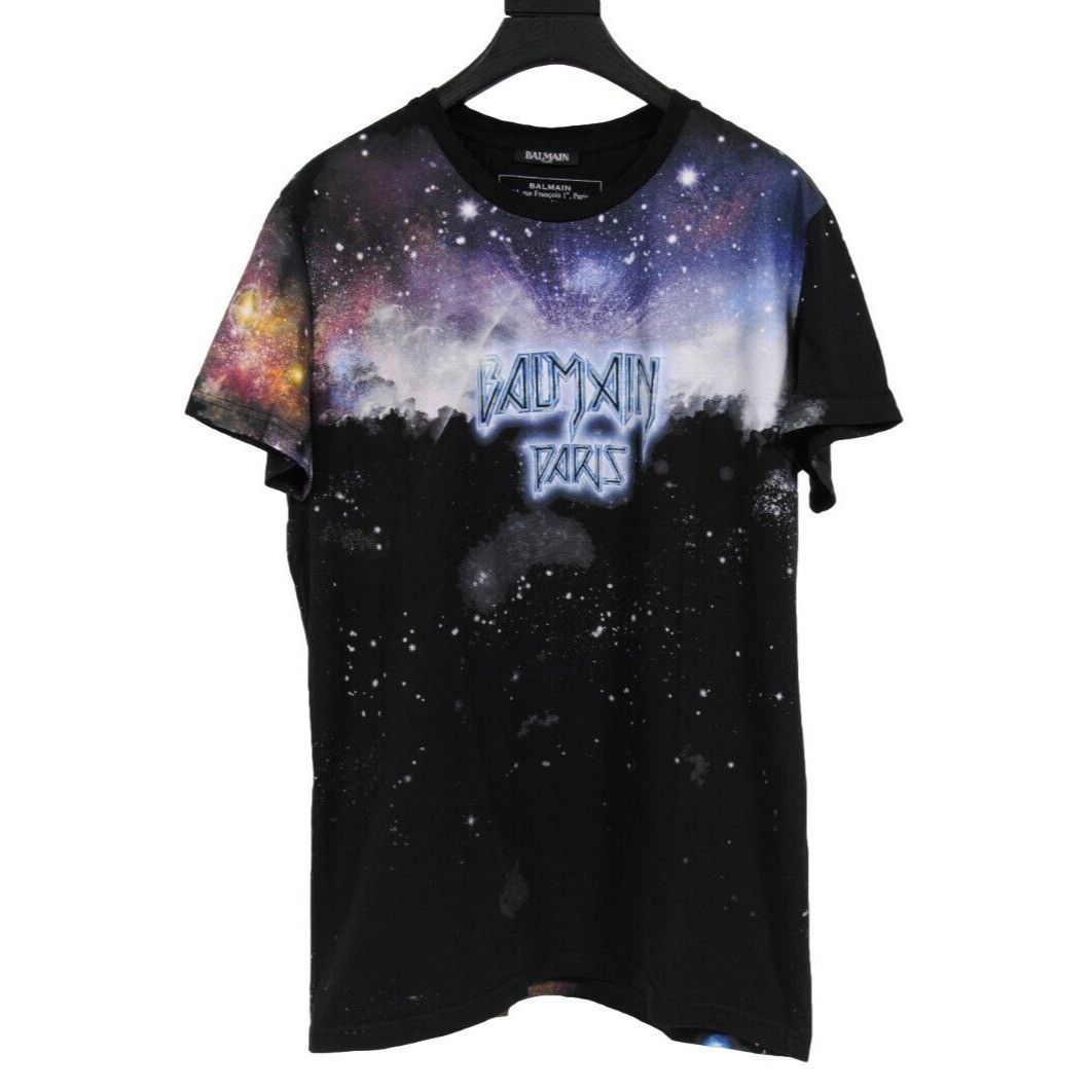 Balmain Galaxy Logo T Shirt Black Purple Blue Space Size US L / EU 52-54 / 3 - 1 Thumbnail