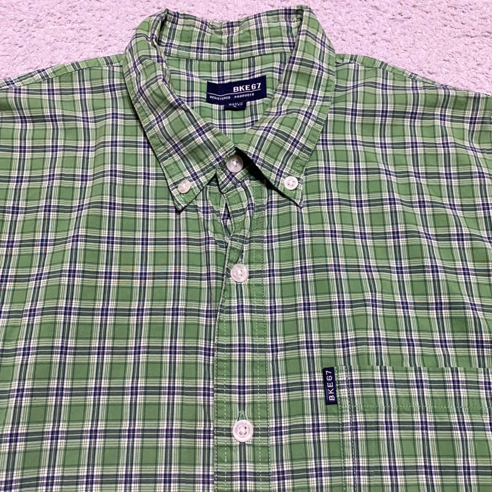 Vintage Buckle Mens Large Button-Down Shirt Green Plaid Long Sleeve Cotton Modal - Vintage? No Size US L / EU 52-54 / 3 - 6 Thumbnail