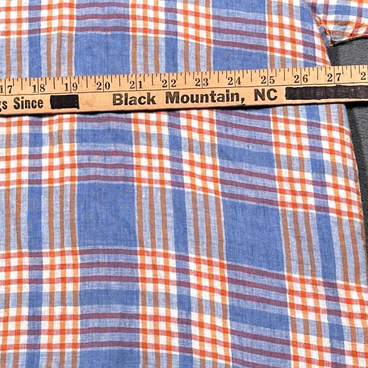 Johnston & Murphy Johnston & Murphy Men's Short Sleeve Linen Shirt 3XL Blue Orange Plaid Summer Casual Size US XXL / EU 58 / 5 - 4 Thumbnail