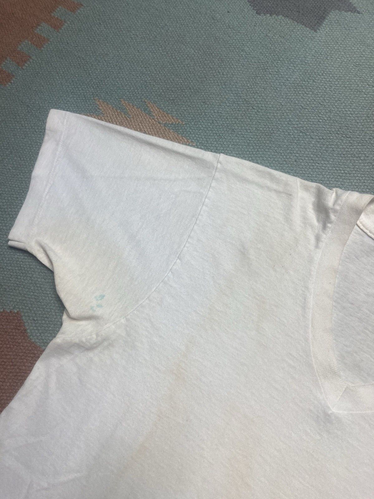 Vintage Vtg blank white t shirt v neck hanes soft cotton worn large Size US L / EU 52-54 / 3 - 5 Thumbnail