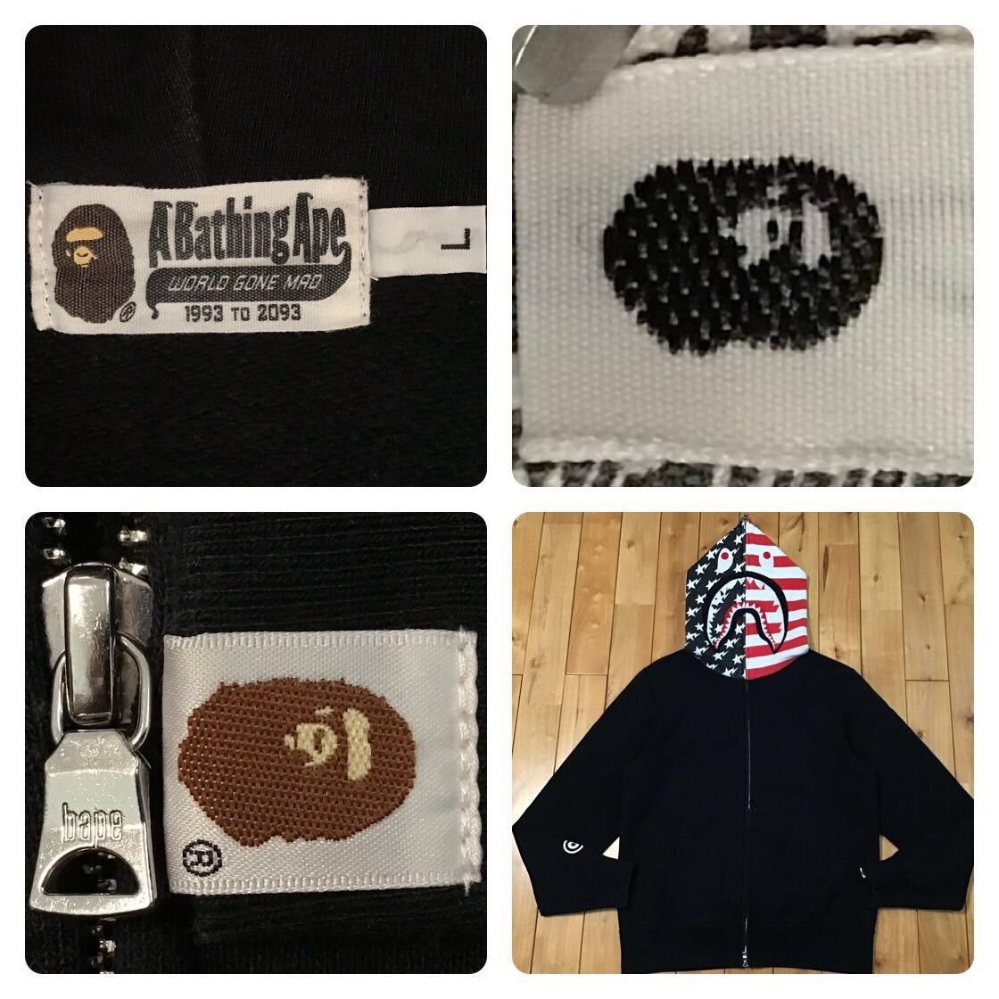 Bape BAPE Stars and Stripes Shark full zip hoodie a bathing ape Size US L / EU 52-54 / 3 - 8 Thumbnail