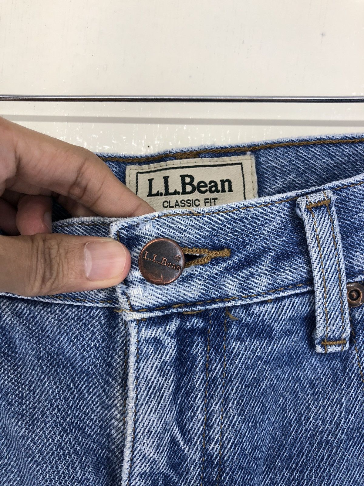 L.L. Bean Vintage L.L. Bean Lined Distressed Faded Blue Jeans Size US 31 - 4 Thumbnail