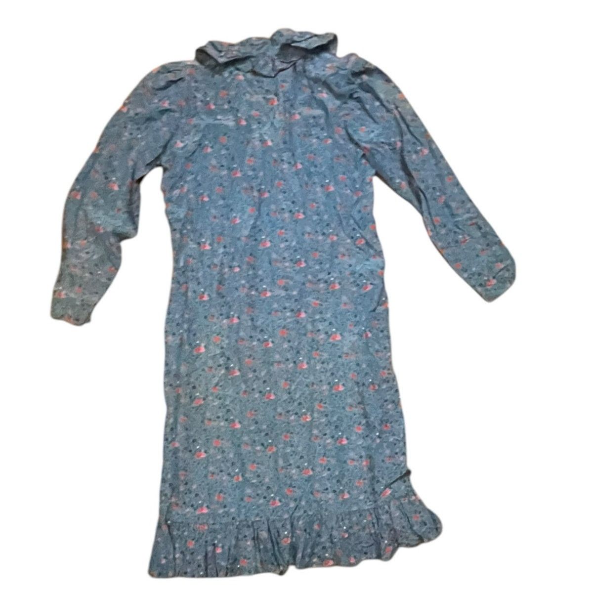 Emanuel Ungaro Emanuel Ungaro Blue Floral Ruffled V-Neck Dress Size M Size M / US 6-8 / IT 42-44 - 2 Thumbnail
