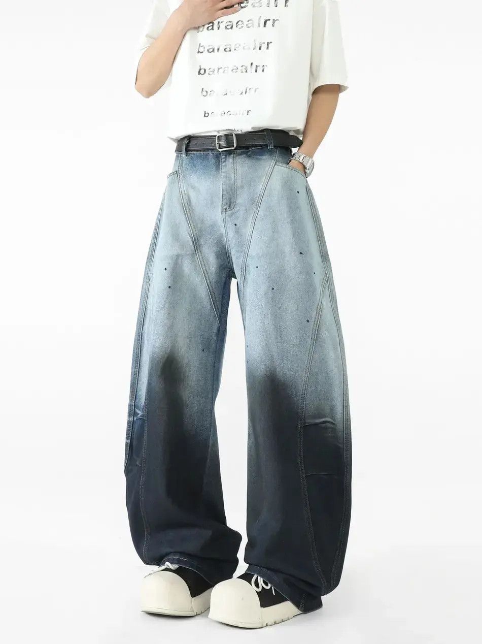 Japanese Brand Retro loose gradient splashed ink jeans Size US 32 / EU 48 - 1 Thumbnail