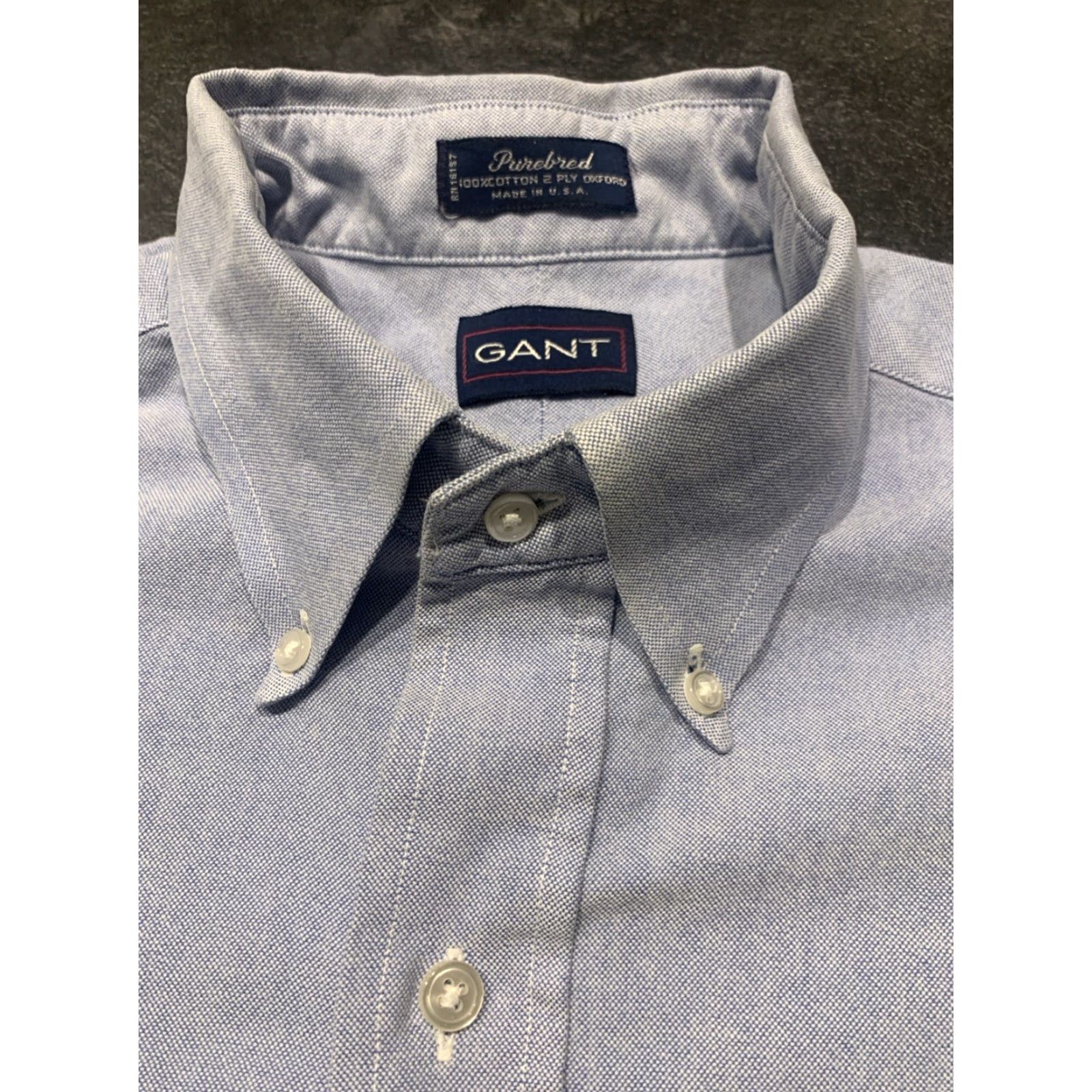 Gant VINTAGE GANT Oxford Button-Up Shirt 17 Blue Solid Long Sleeve Mens Size US XL / EU 56 / 4 - 6 Thumbnail