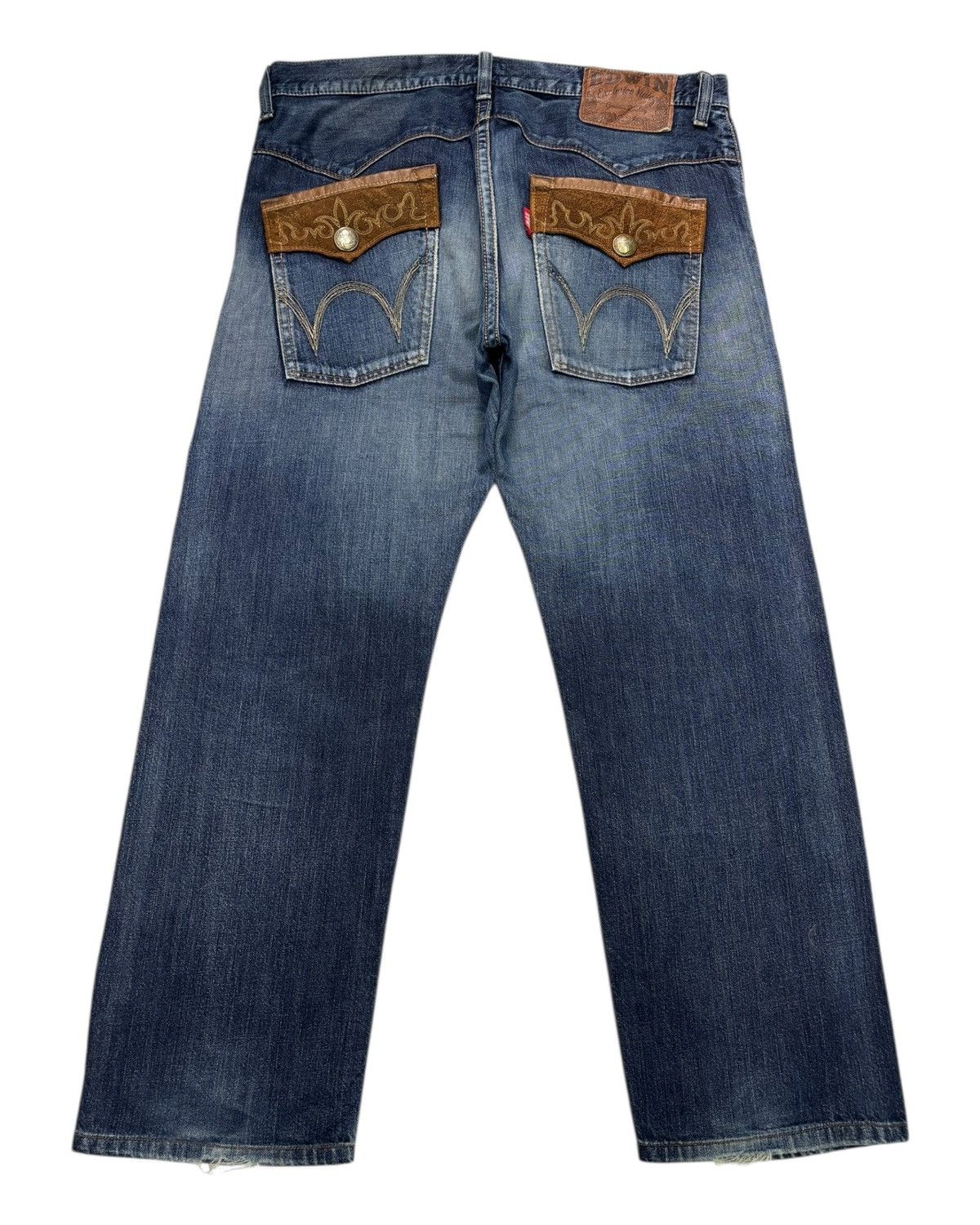 Kapital 🔥EDWIN EXCLUSIVE VINTAGE COWHIDE PATCHES POCKET DENIM JEANS Size US 38 / EU 54 - 2 Thumbnail