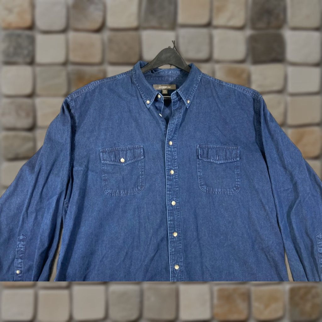 Croft & Barrow Croft & Barrow Button Down Shirt Mens 2XL Indigo Denim Western Long Sleeve Pockets Size US XXL / EU 58 / 5 - 1 Thumbnail