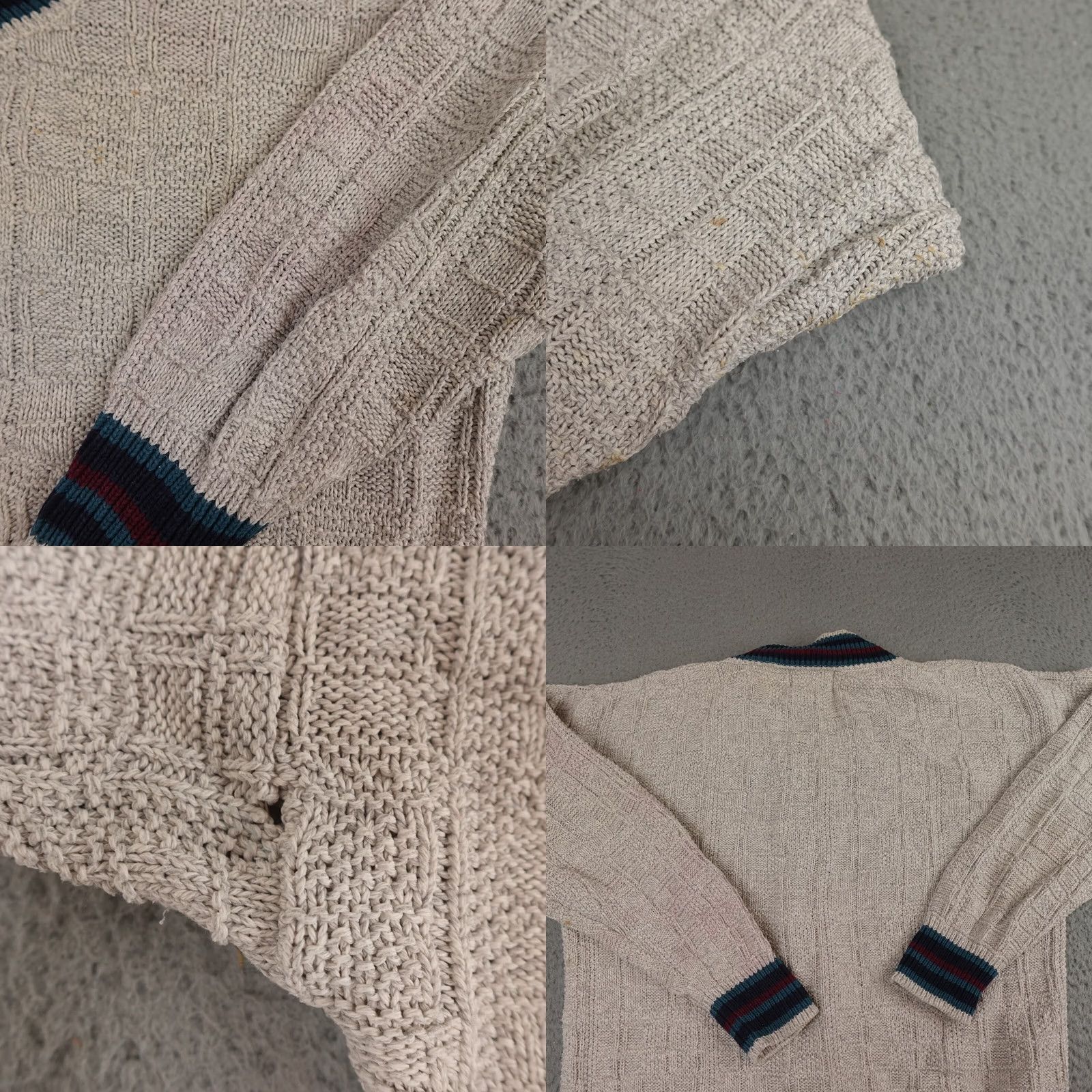 Van Heusen VINTAGE Van Heusen Sweater Mens XL Gray V-Neck Cable Knit Striped 90s Hipster Retro Size US XL / EU 56 / 4 - 8 Thumbnail