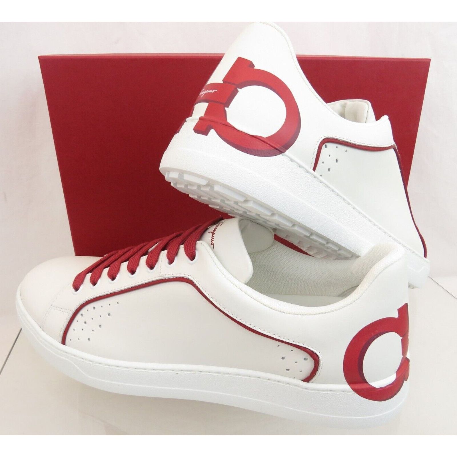 Salvatore Ferragamo FERRAGAMO MANHATTAN WHITE LEATHER GANCINI LOGO SNEAKER 10.5 Size US 11.5 / EU 44-45 - 7 Thumbnail