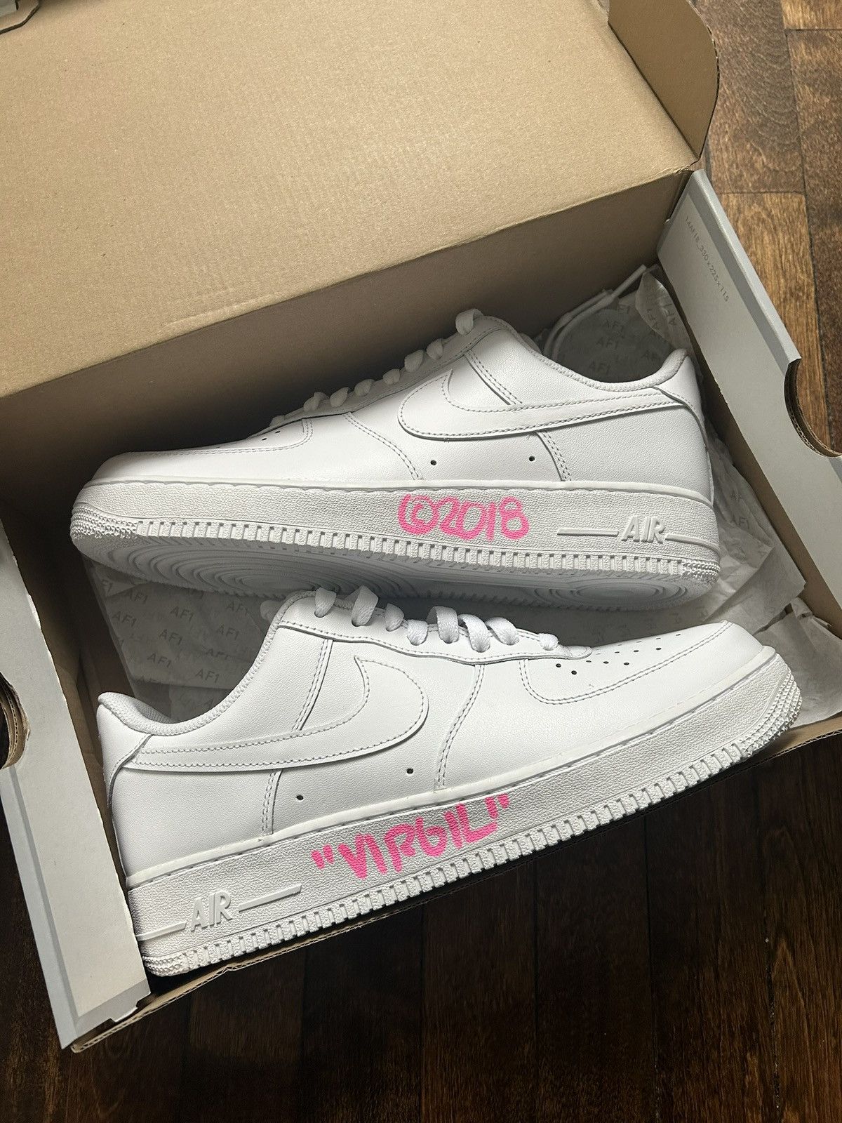 image of Nike x Virgil Abloh Air Force 1 Signed By Virgil Abloh Shoes in White, Men's (Size 9)