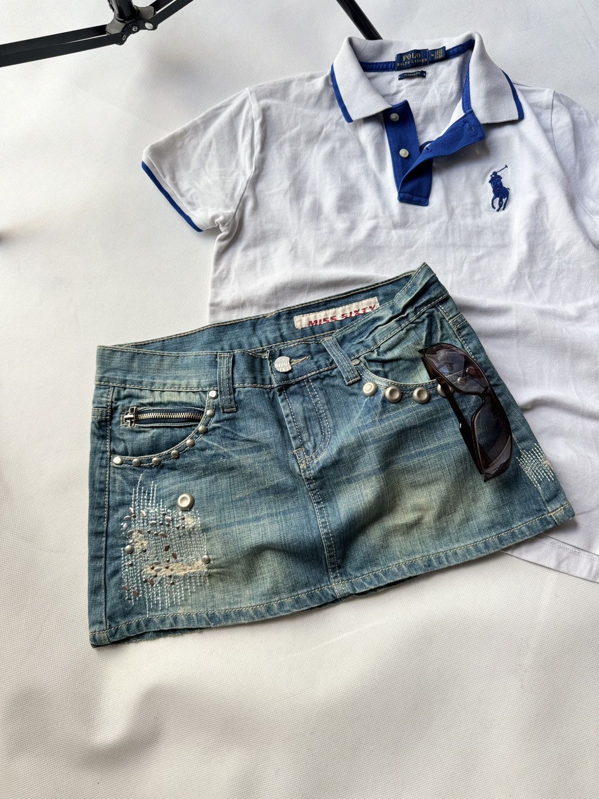 Miss Sixty × Vintage VINTAGE MISS SIXTY 2000s Distressed MINI SKIRT Miss Me Style Size 30" / US 8 / IT 44 - 12 Thumbnail