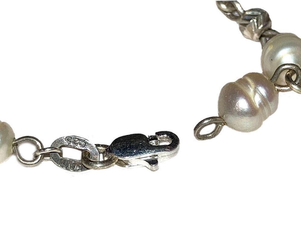 Handmade Sterling HandMade Cultured Pearl Diamond Cut Bead Bracelet Size ONE SIZE - 3 Thumbnail