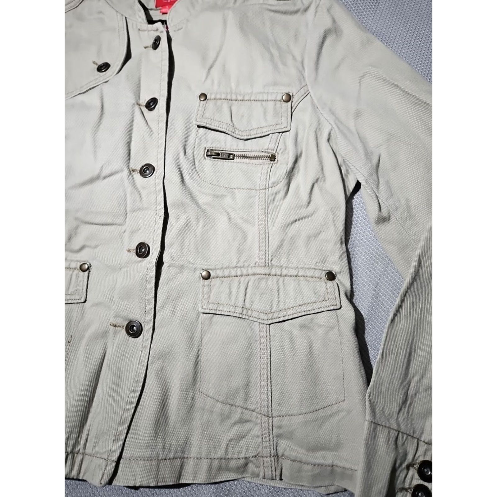 Mossimo Mossimo Jacket Womens Large Beige Military Button Pocket Casual Y2k Zip Mens Girls Womens Size L / US 10 / IT 46 - 6 Thumbnail