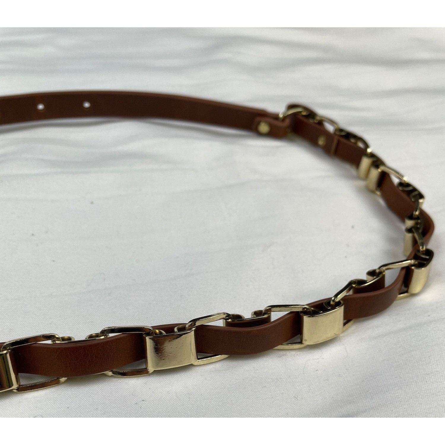 Michael Kors Michael Kors Women's Tan/Gold Chain Link/Leather Belt Size X Size ONE SIZE - 4 Thumbnail