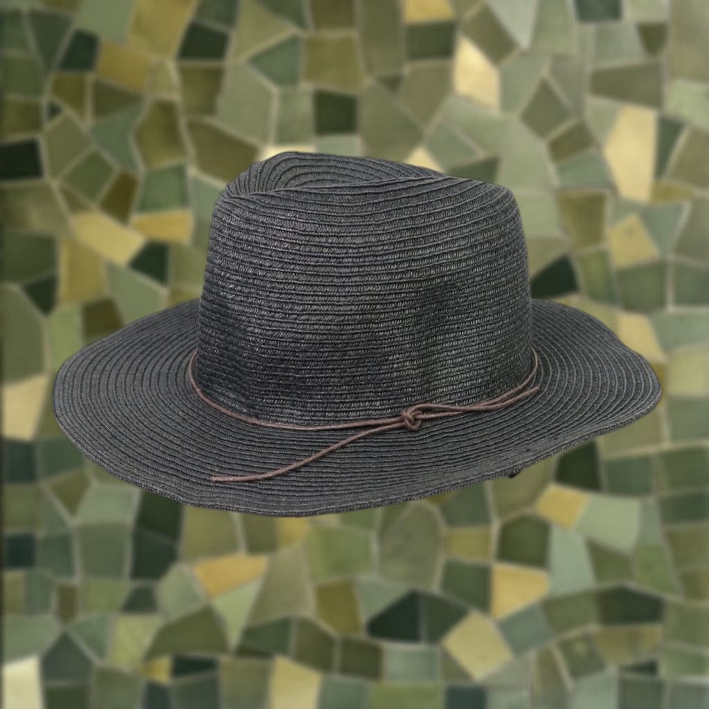 Vintage Peter Grimm Black Straw Fedora Sun Hat Women One Size Sun Hat Casual Spring Summer Women Black Fedora Straw Hat Size ONE SIZE - 1 Thumbnail