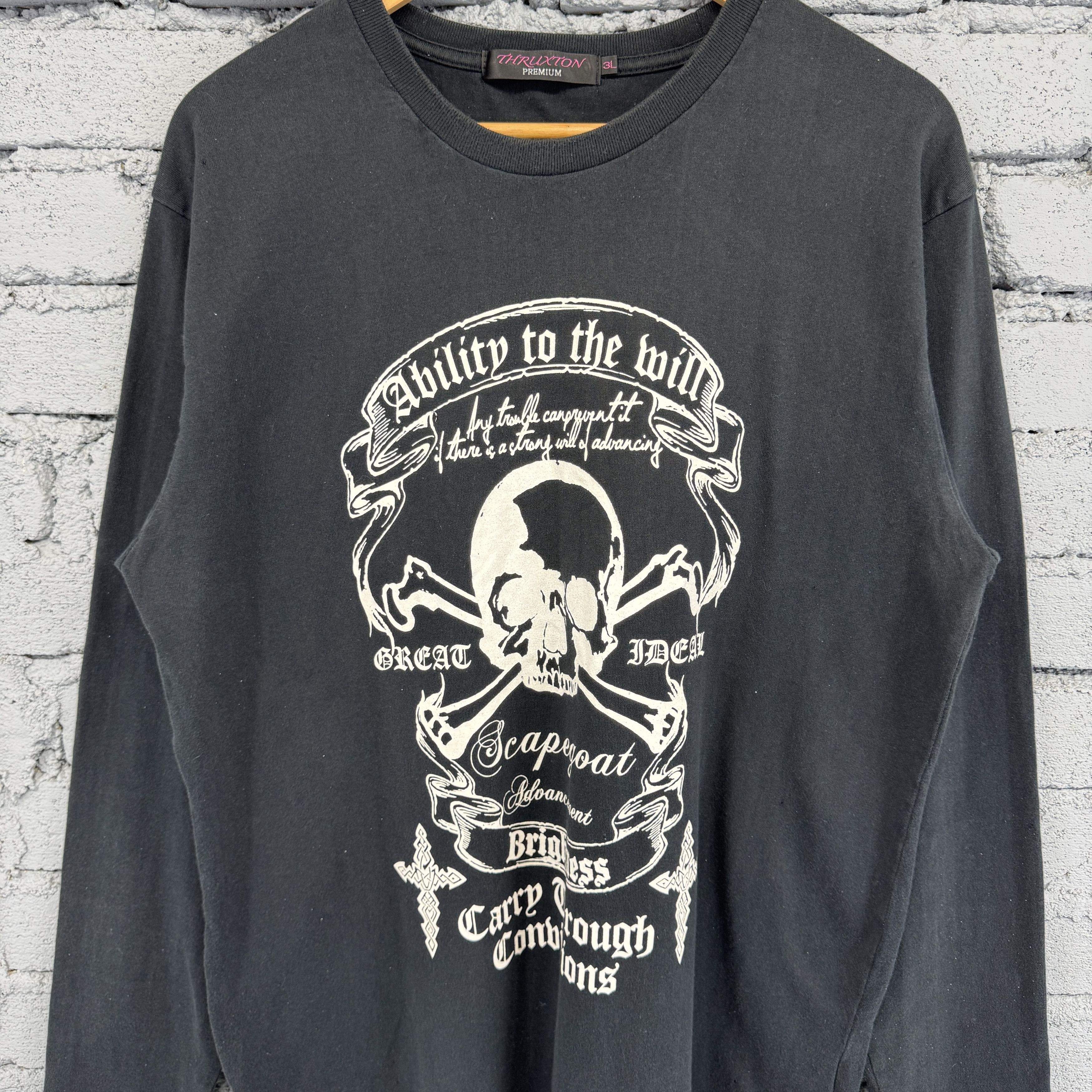 Japanese Brand Rare Vintage Y2K Japanese Brand Skull Bones Sunfaded Tshirt Size US XL / EU 56 / 4 - 3 Thumbnail