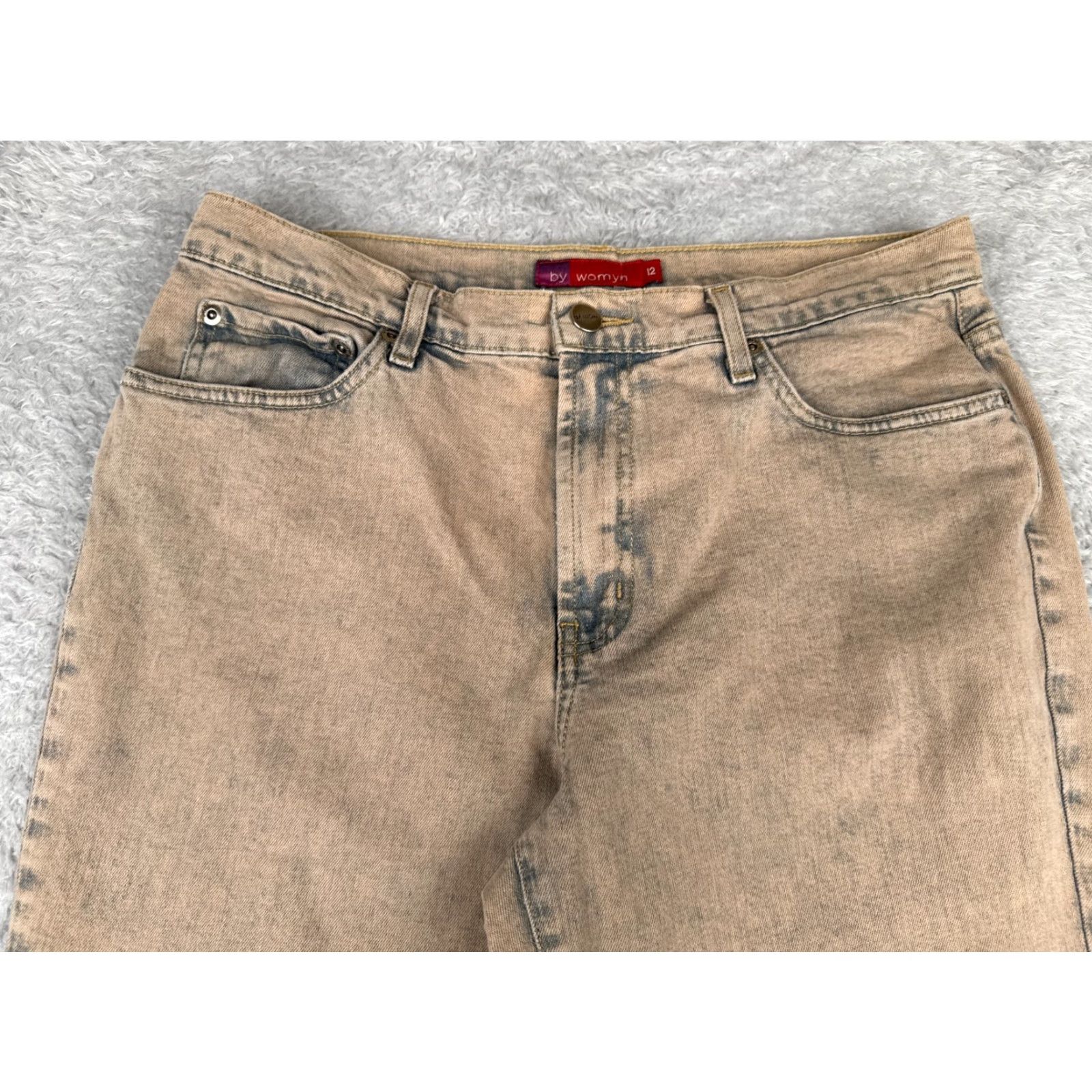Vintage Womyn Jeans Ladies 30x26 Beige Cotton Blend Bootcut Wide Leg Mid Rise Regular 10 Casual Everyday Jeans Womens Size 32" / US 10 / IT 46 - 4 Thumbnail