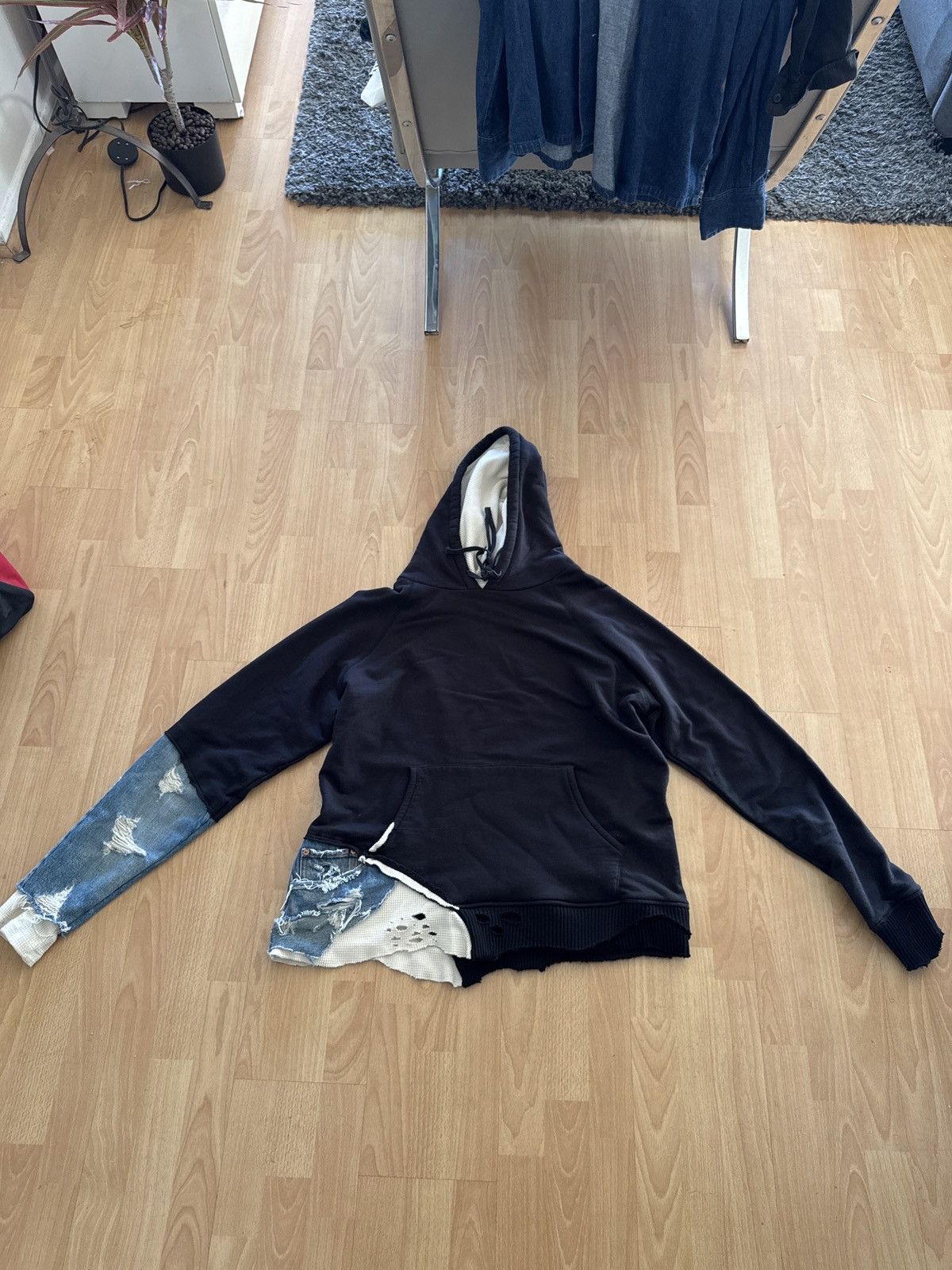 Greg Lauren Black Fragment Demin Hoodie Size US L / EU 52-54 / 3 - 1 Thumbnail