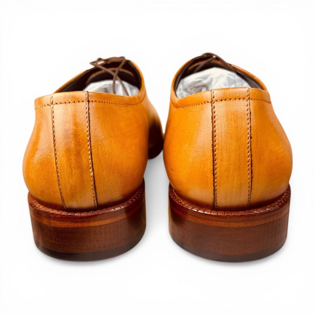 Lethato Tan Patina Medallion Toe Oxford Leather Shoes 12.5 display picture 1