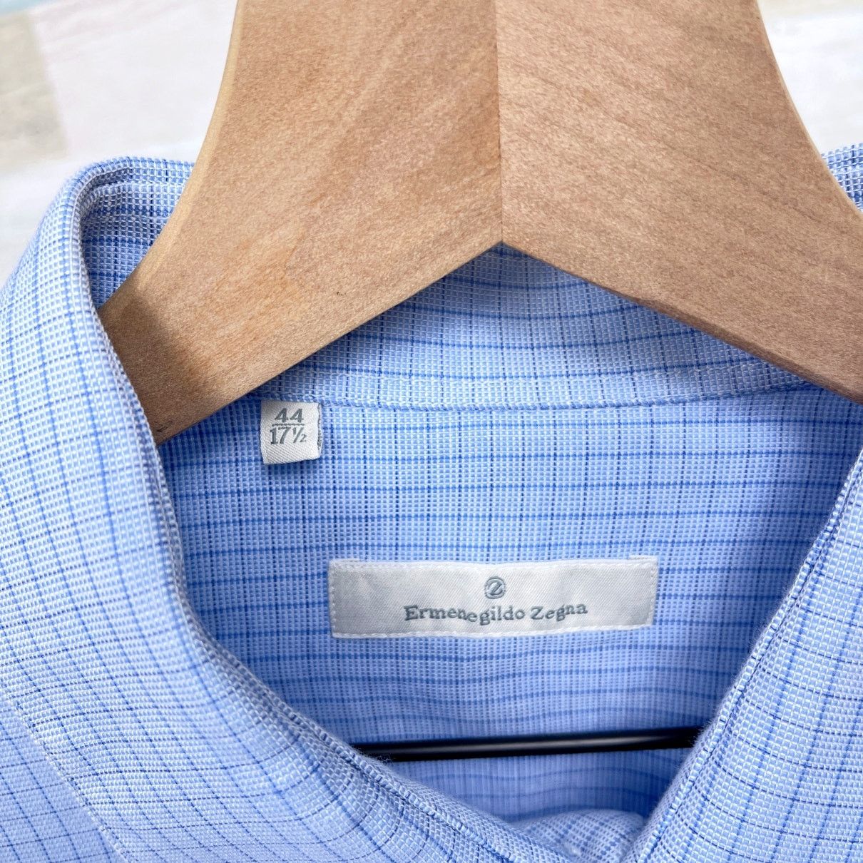 Ermenegildo Zegna Ermenegildo Zegna Check Point Collar Dress Shirt Blue Men 44 Size US XL / EU 56 / 4 - 5 Thumbnail