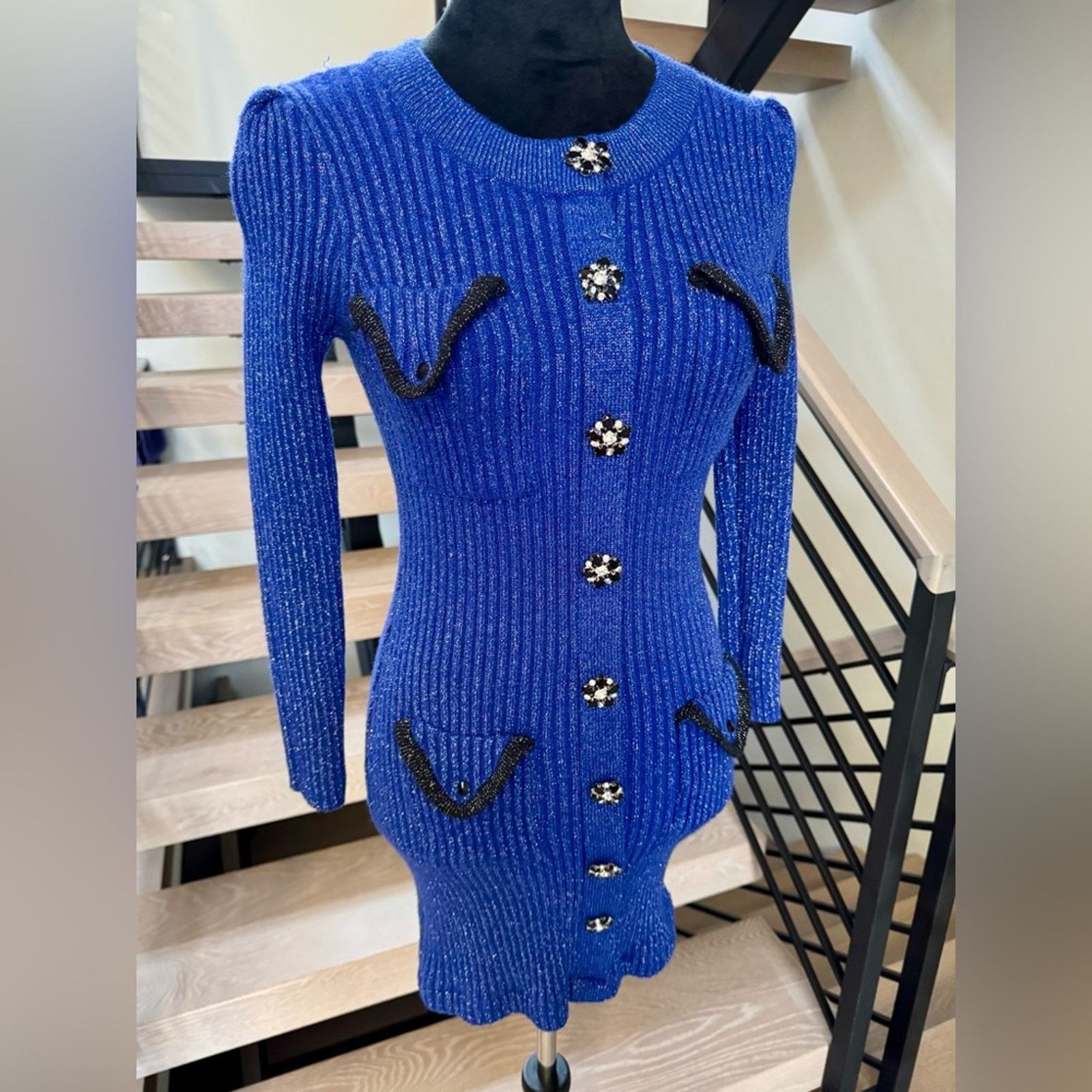 Other New Shimmery and Chic Blue Knit Dress size S Size S / US 4 / IT 40 - 7 Thumbnail