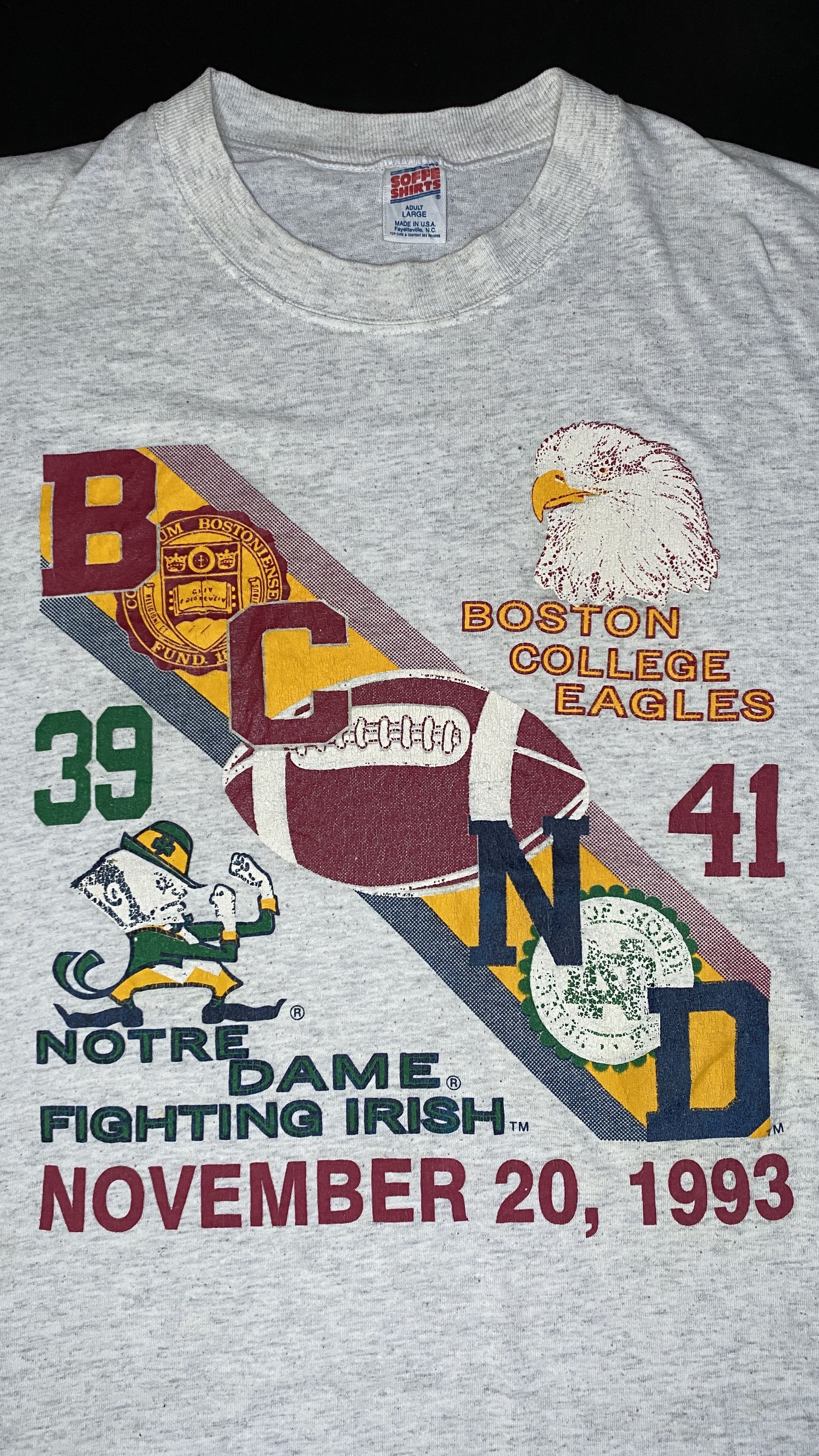 NCAA Vintage 1993 Boston College vs Notre Dame Game Day Tee Size US L / EU 52-54 / 3 - 4 Thumbnail