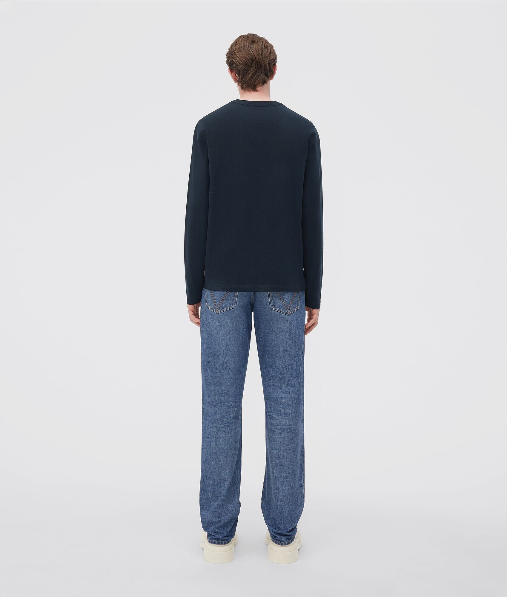 Bottega Veneta o1w1db10525 Sunrise Light Cotton Jersey T-Shirt in Abyss Size US L / EU 52-54 / 3 - 3 Thumbnail