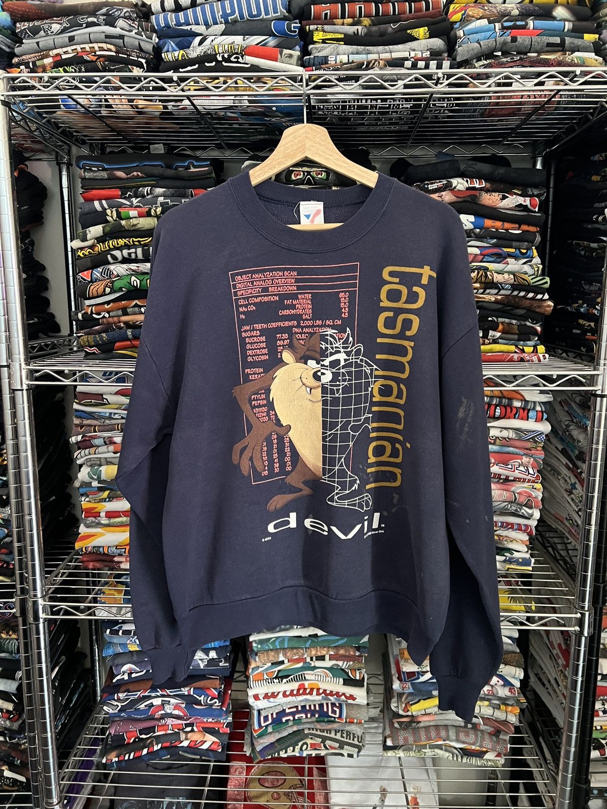 Warner Bros 1993 Tazmanian Devil Looney Tunes Crewneck Size US L / EU 52-54 / 3 - 1 Thumbnail