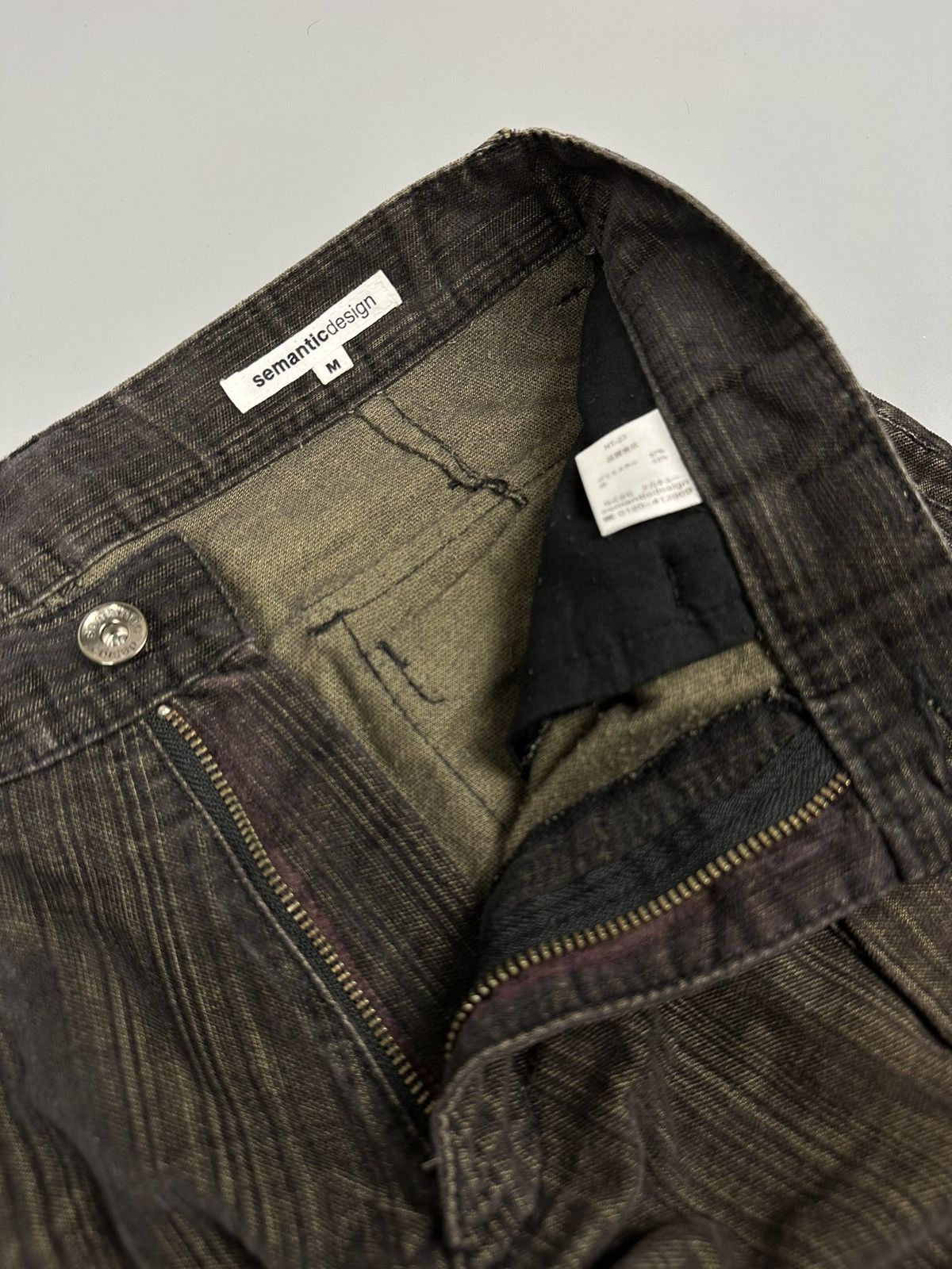 Japanese Brand × semanticdesign Semantic Design Cargo Multipocket Zipper Suede Flared Pant Size US 31 - 8 Thumbnail