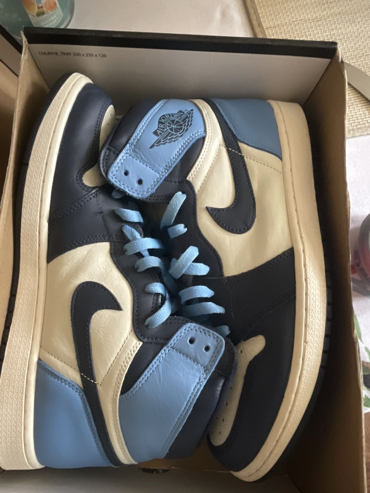 image of Jordan Nike Jordan 1 High Obsidian Never Worn With Box Shoes in Blue, Men's (Size 12)