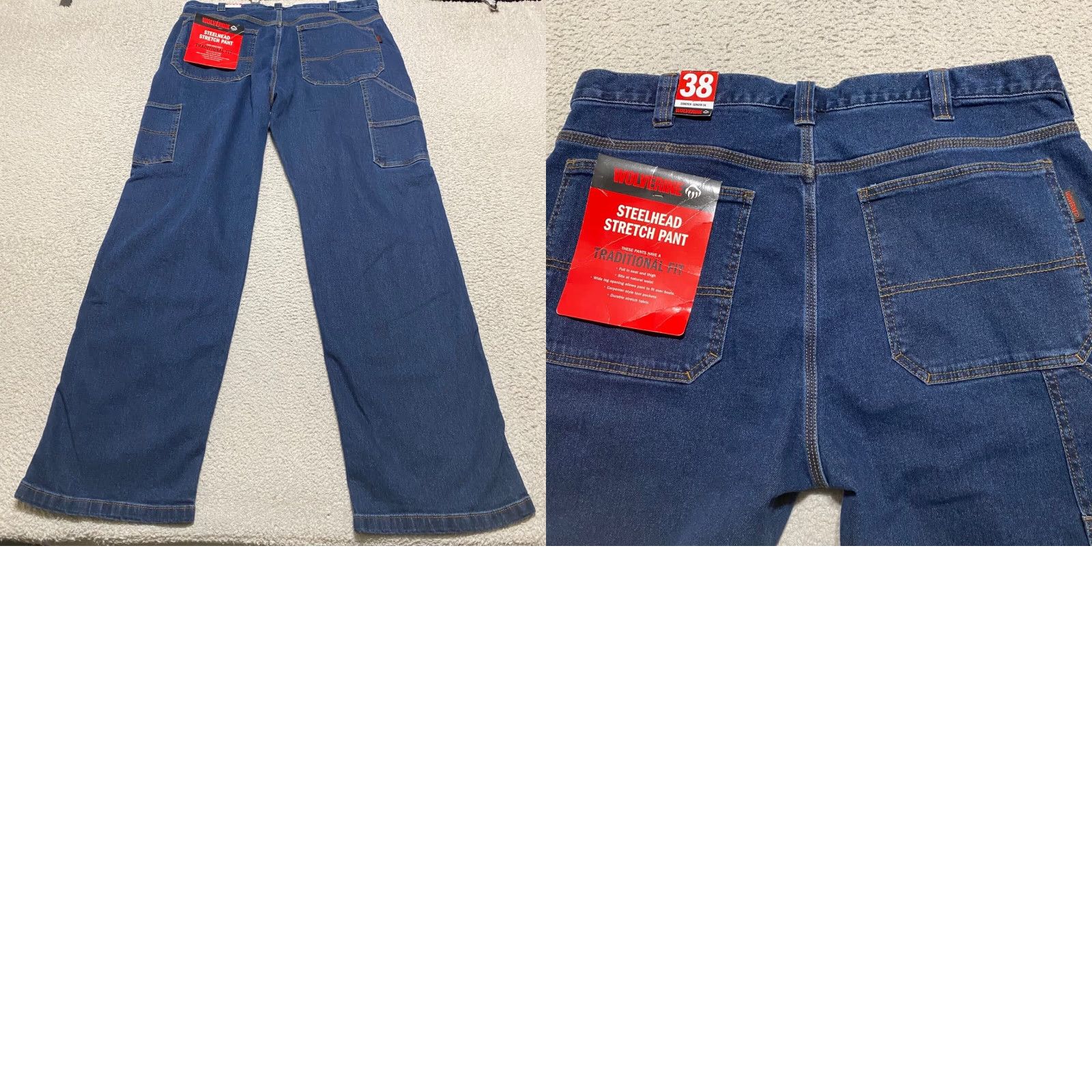 Vintage NWT Wolverine Jeans 38x34 Blue Straight Steelhead Stretch Work Classic New Mens Denim Shirt? Size US 38 / EU 54 - 8 Thumbnail
