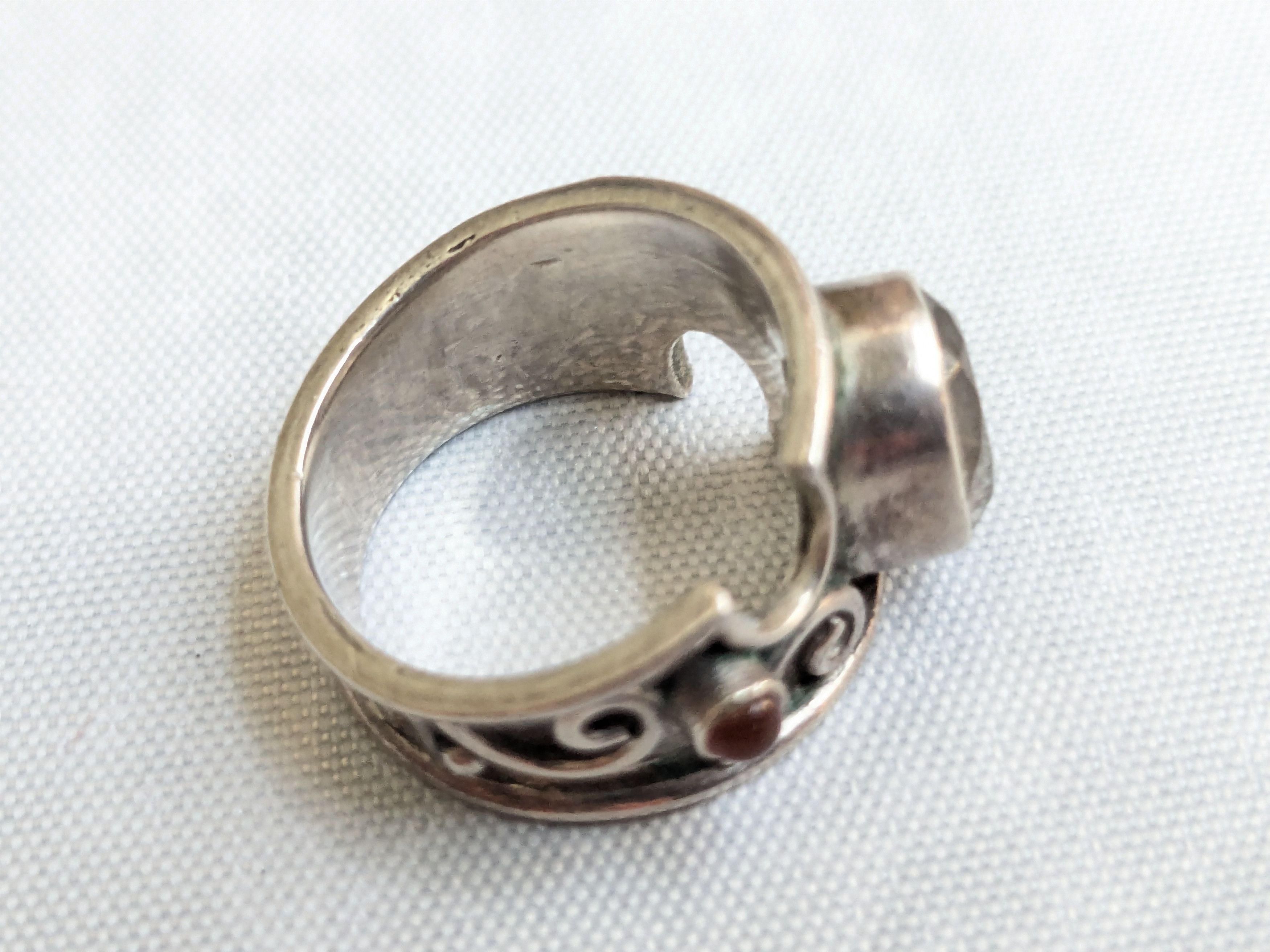 Jewelry Vintage Sterling Silver Quartz Carnelian 8 Size ONE SIZE - 7 Thumbnail