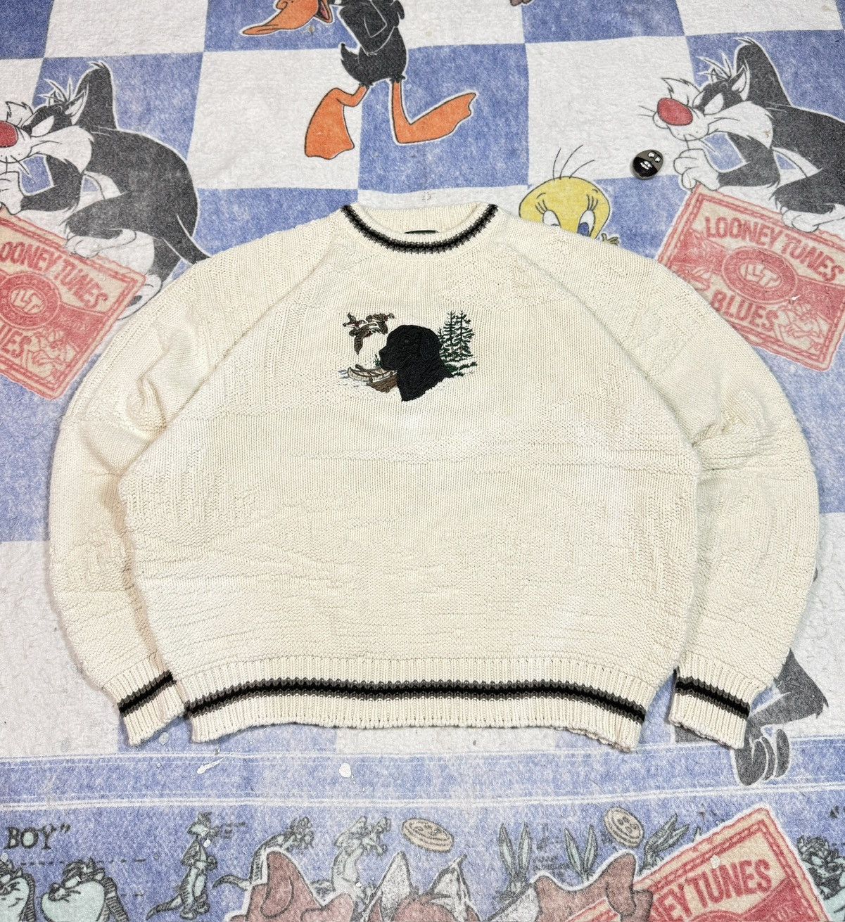 Croft & Barrow Vintage hunting dog crewneck sweater Size US XL / EU 56 / 4 - 1 Thumbnail