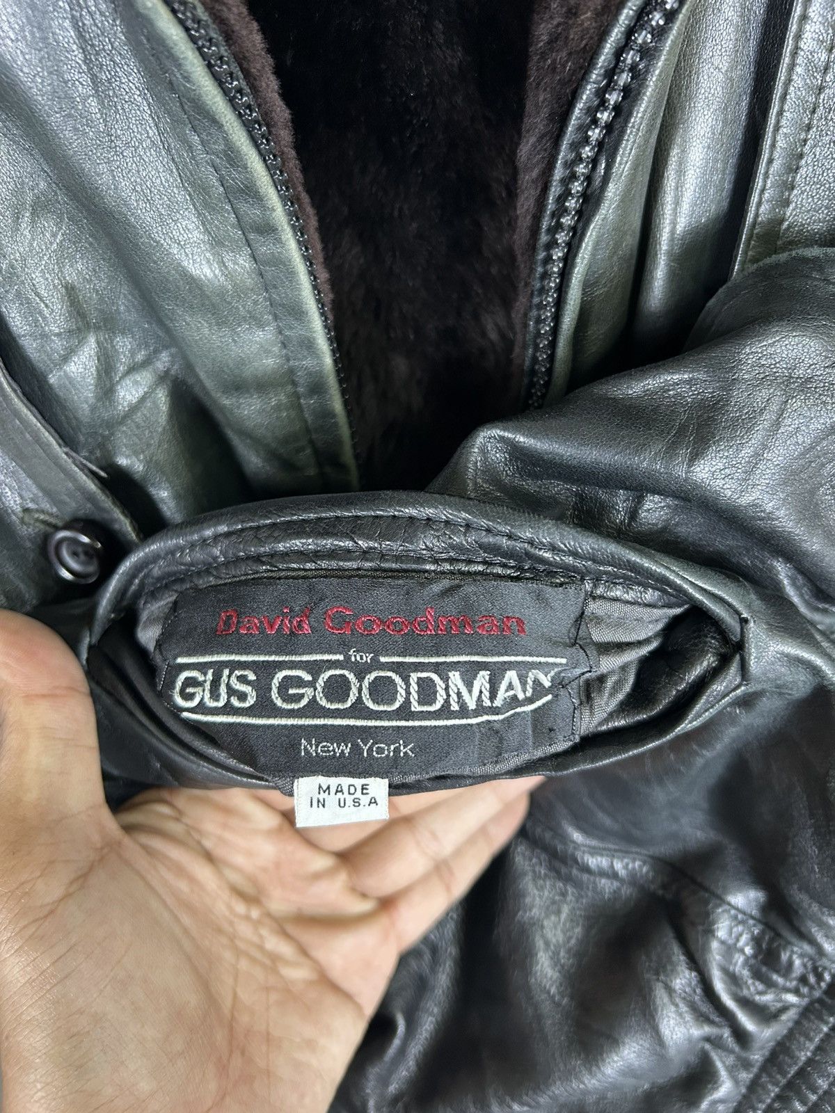 Leather ⚡️Vintage David Goodman Fur Collar Faded Leather Jacket Size US M / EU 48-50 / 2 - 11 Thumbnail