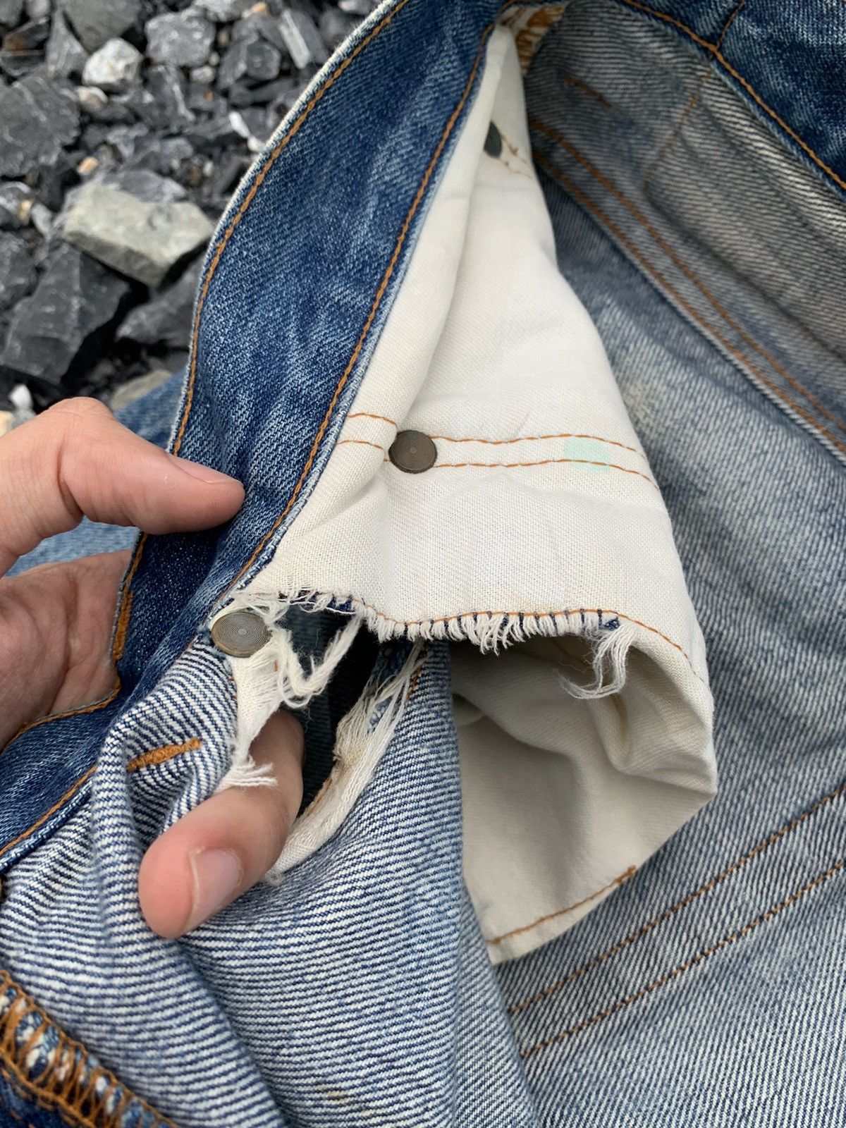 Japanese Brand VINTAGE FIRST STANDARD CO RUSTY FADED DISTRESSED DENIM Size US 33 - 21 Thumbnail