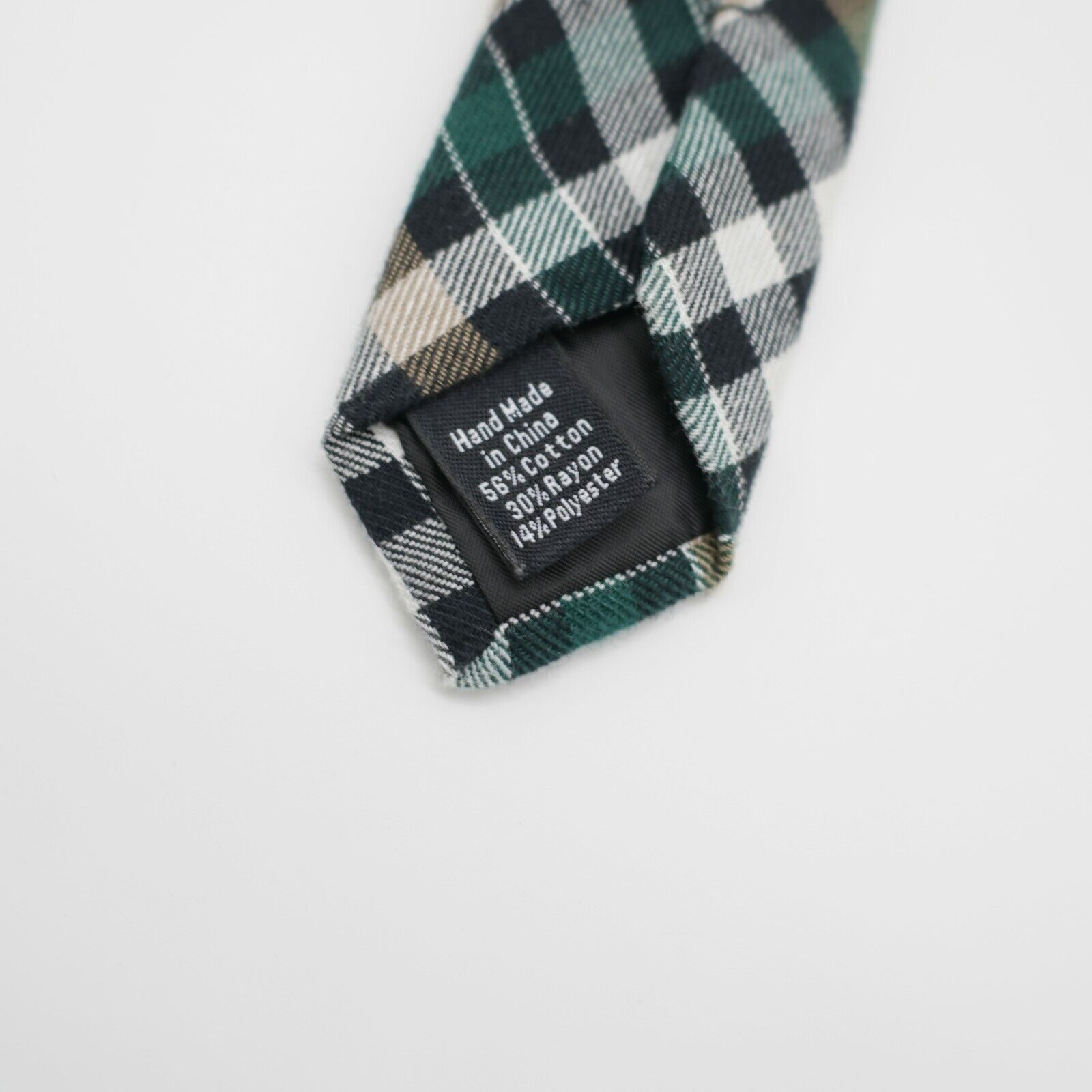 Stafford Stafford Green Tan Plaid Cotton Blend Tie Size ONE SIZE - 4 Thumbnail