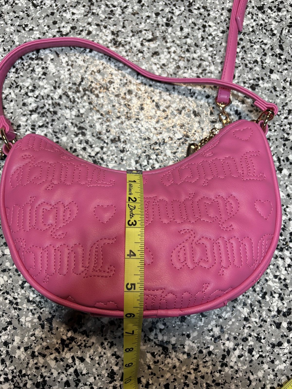 Juicy Couture Vintage Y2K Juicy Couture Hot Pink Heart Stitch Shoulder Bag Size ONE SIZE - 11 Thumbnail