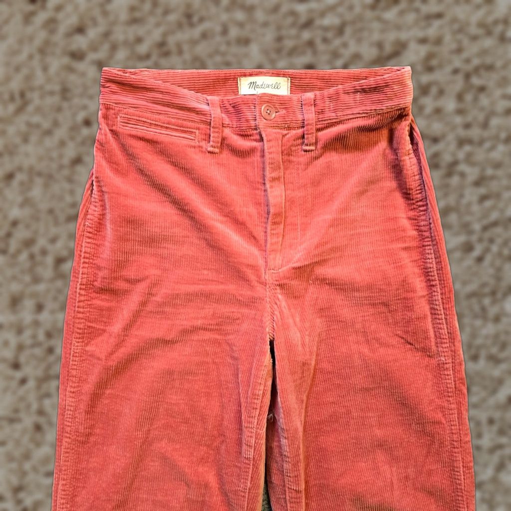 Madewell Madewell Pants Womens Size 25 Orange Corduroy Slim Emett Wide-Leg Crop Casual Size 42" / US 20 - 1 Thumbnail