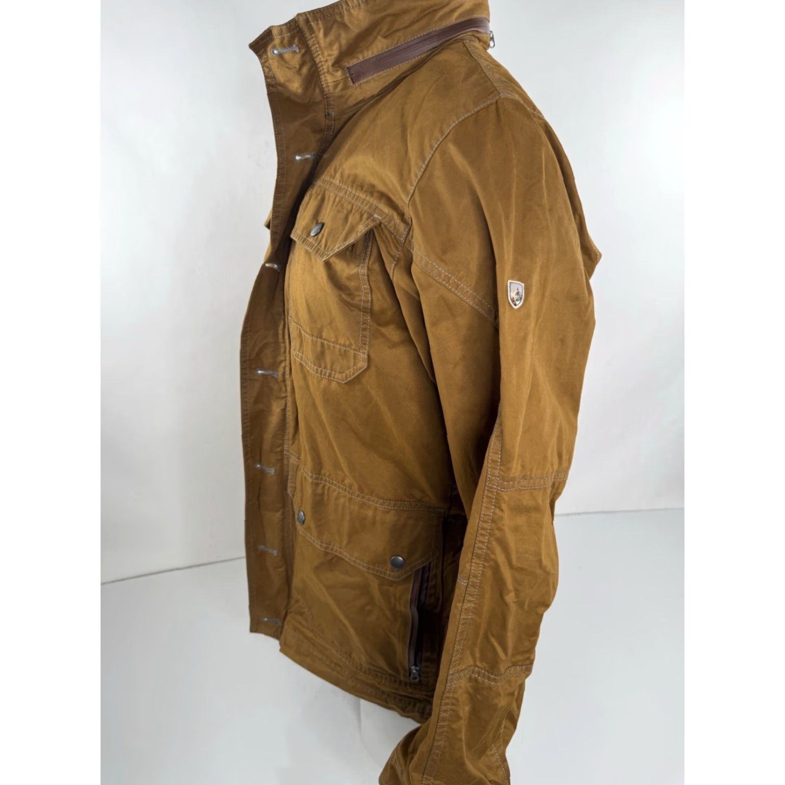 Vintage KUHL Hooded Mens S Field Jacket - Brown - Hiking Waxed Cotton Blend - Outdoor B2 EXCELLENT Size US S / EU 44-46 / 1 - 4 Thumbnail